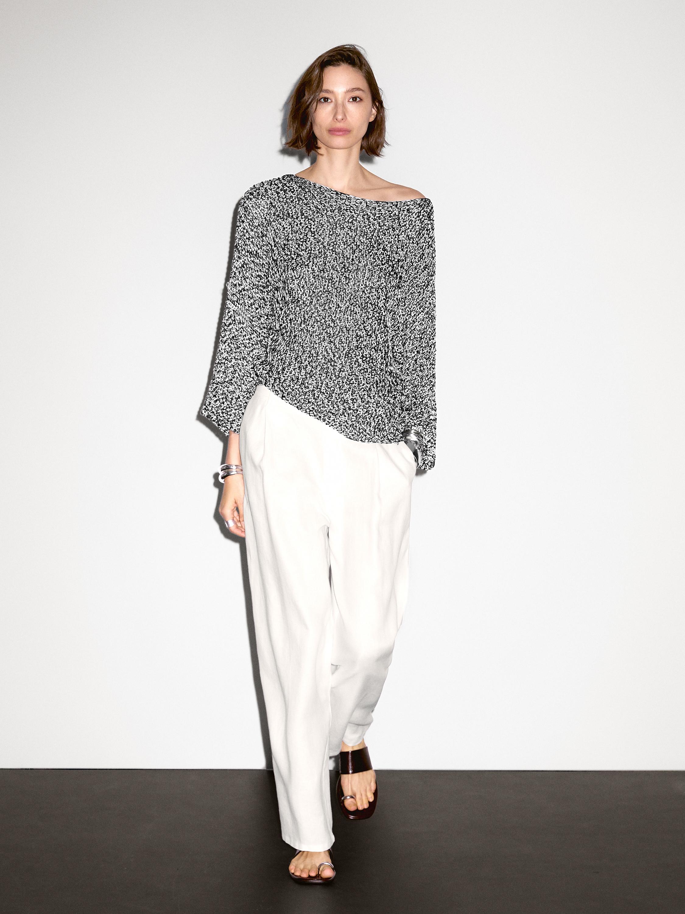 100% cotton flecked knit sweater
