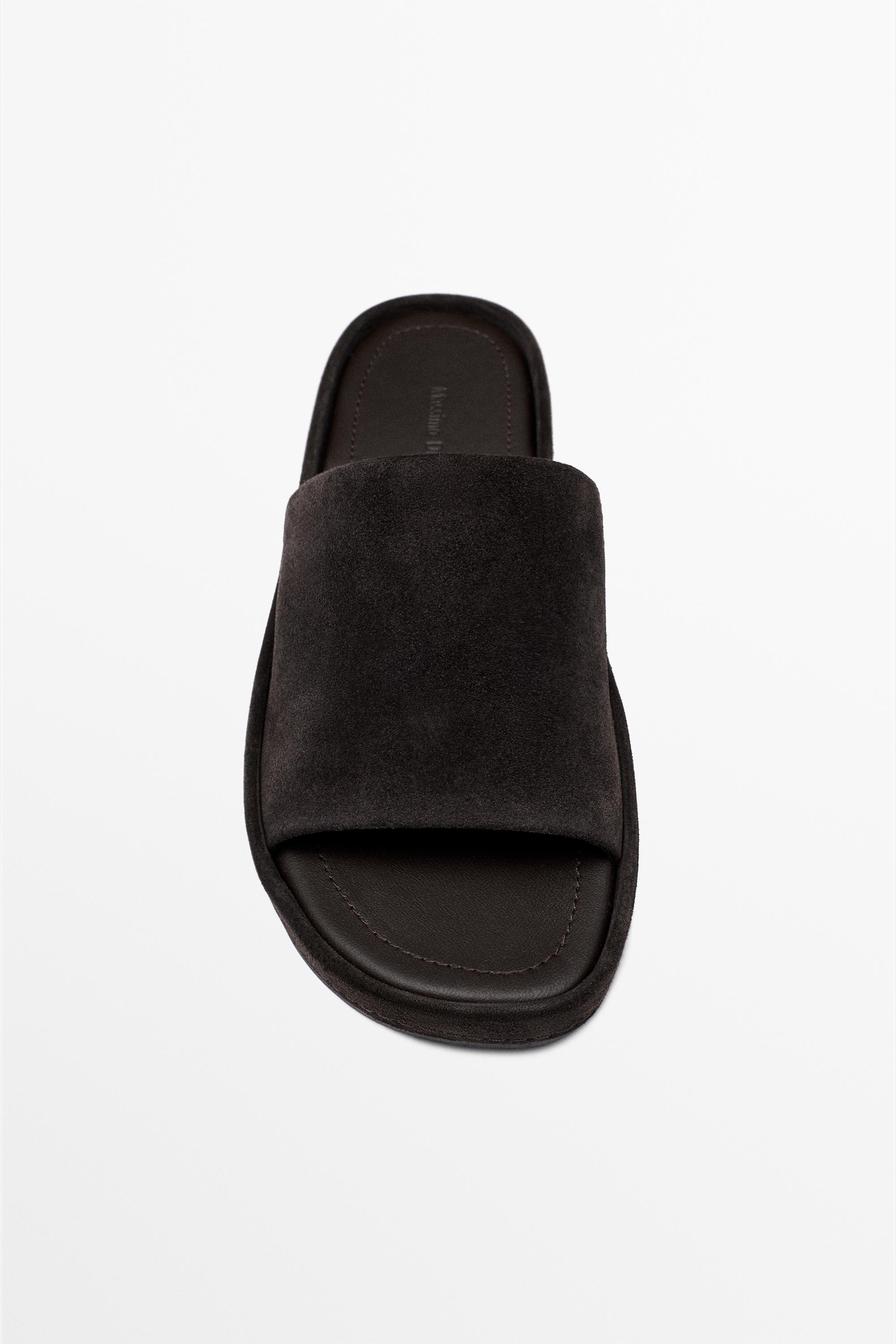 Platform slide sandals — BROWN