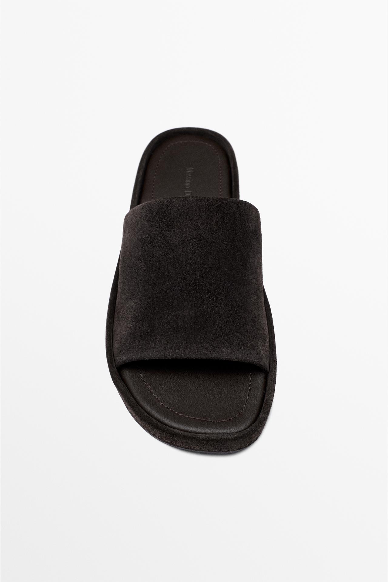 Platform slide sandals — BROWN