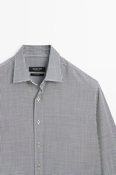 100% wool regular fit check shirt — NAVY BLUE 4