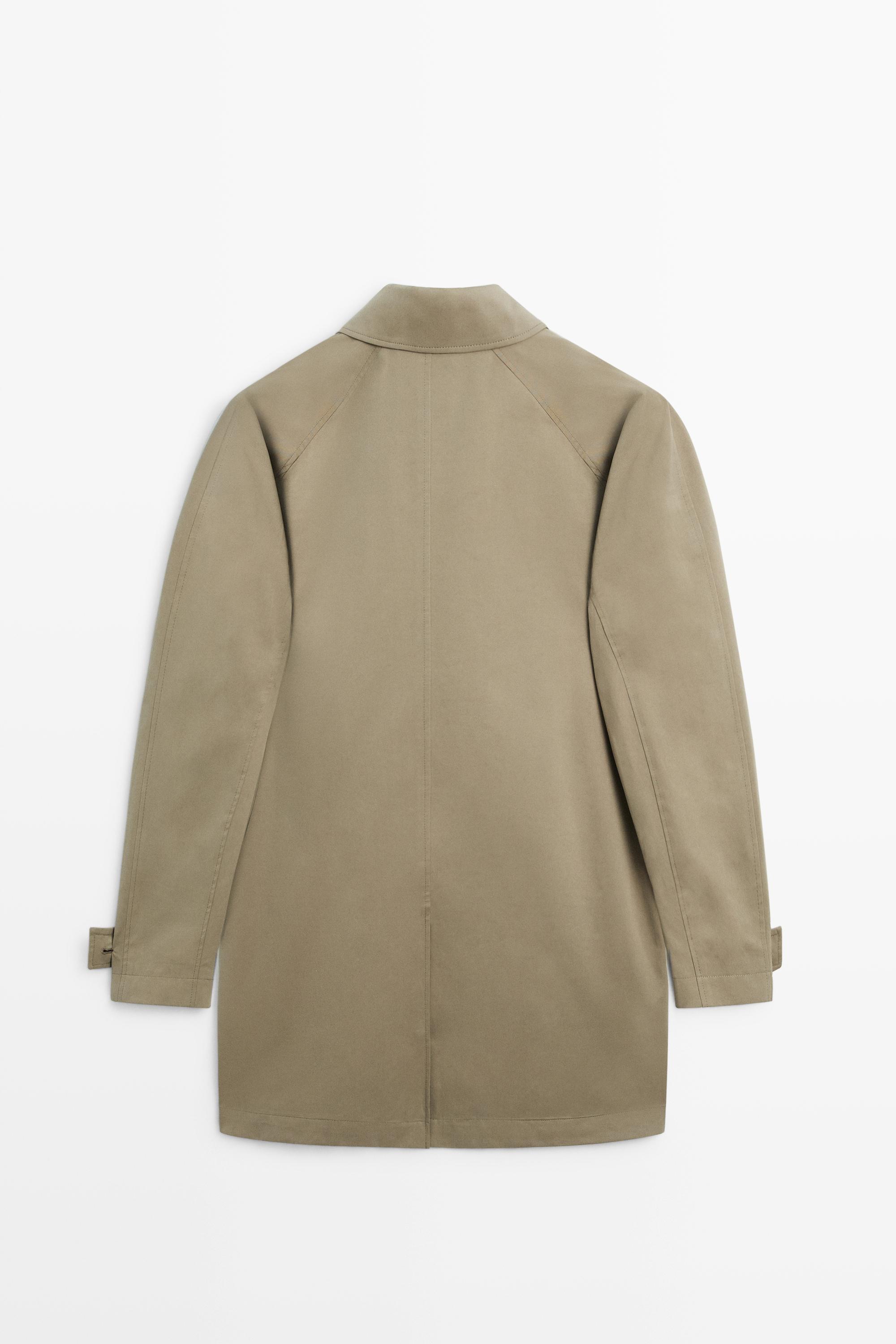 Oversize long 100% cotton trench coat — MOLE BROWN