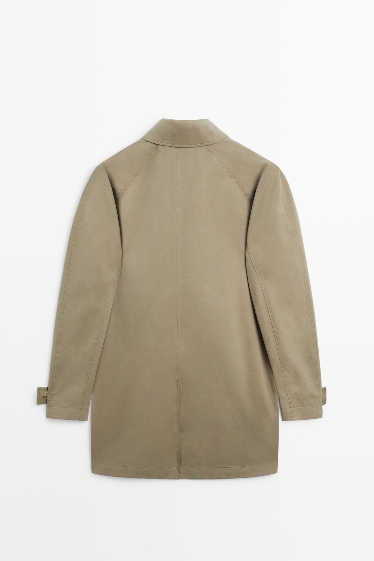 Oversize long 100% cotton trench coat — MOLE BROWN