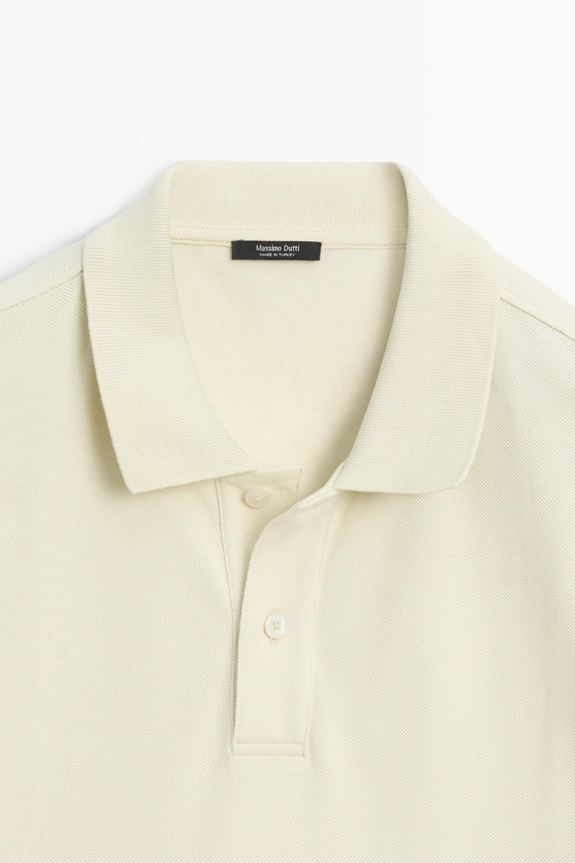 Micro-textured cotton piqué polo shirt — Green