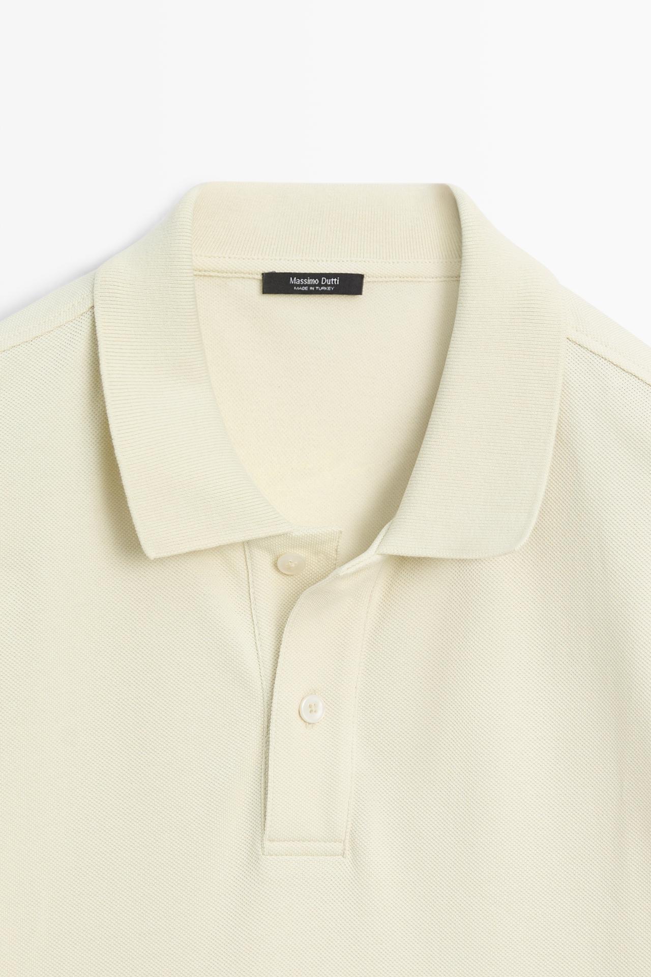 Micro-textured cotton piqué polo shirt — Green