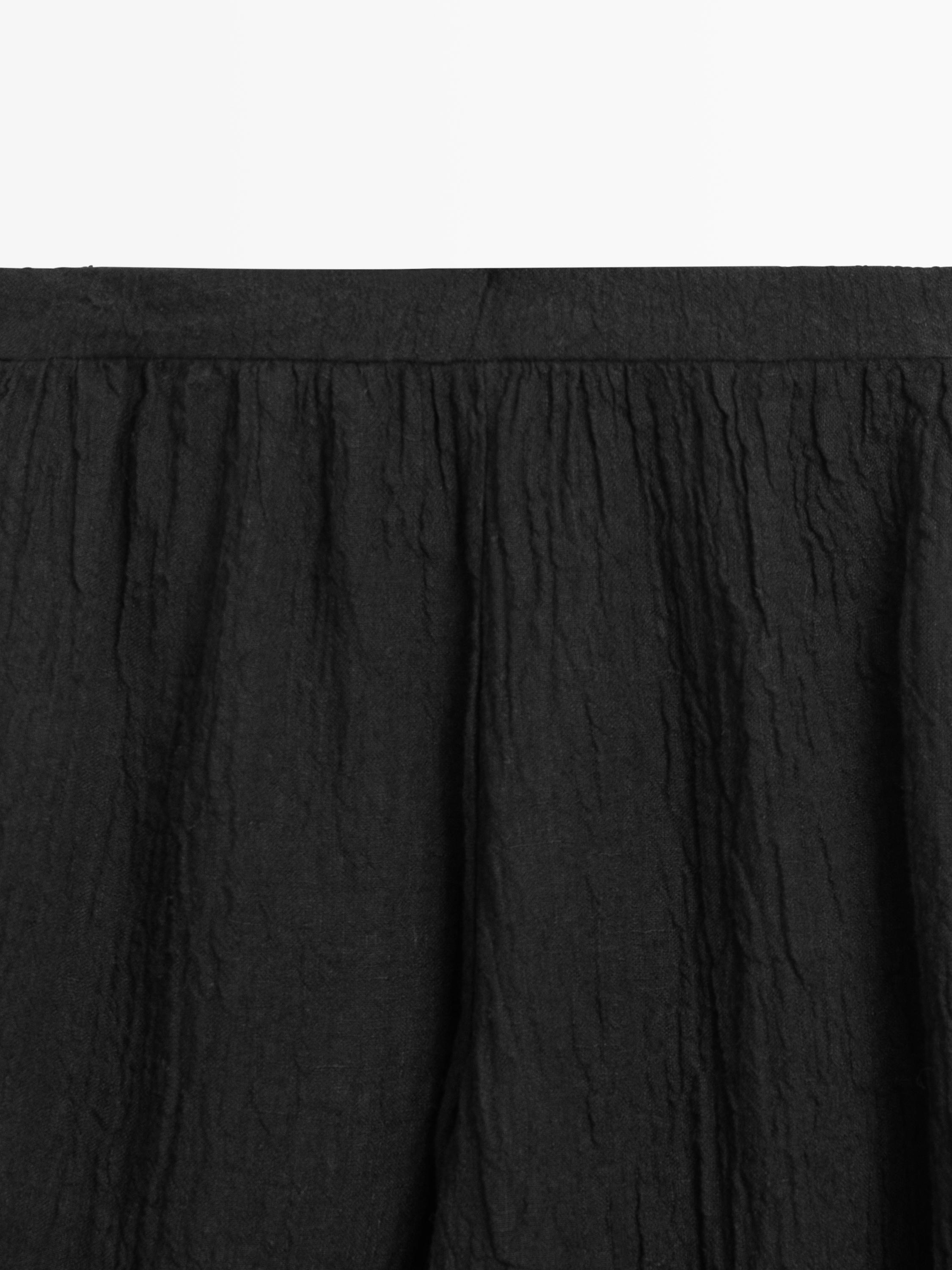Linen sarouel trousers — BLACK