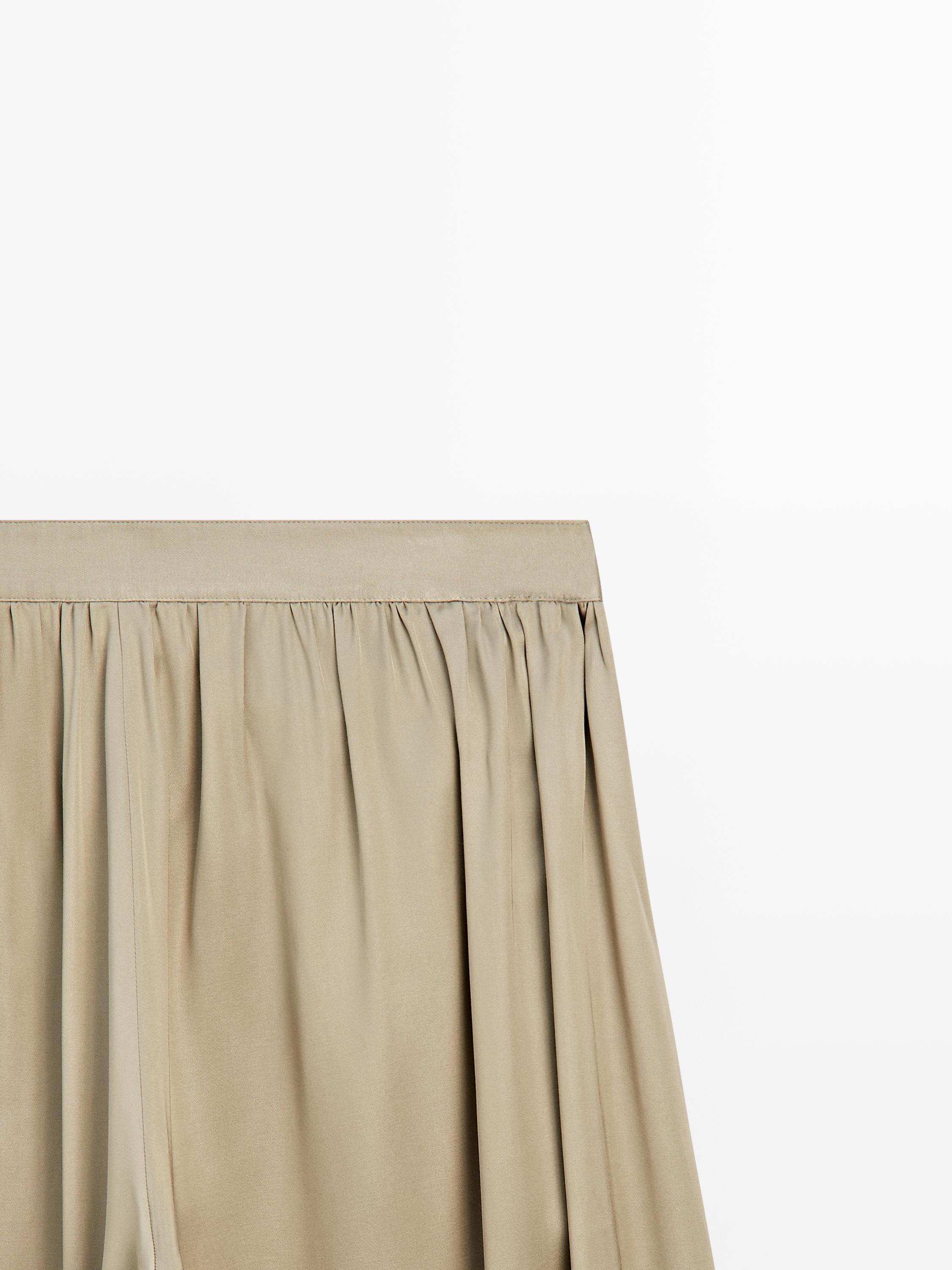 Balloon fit satin pants — BEIGE