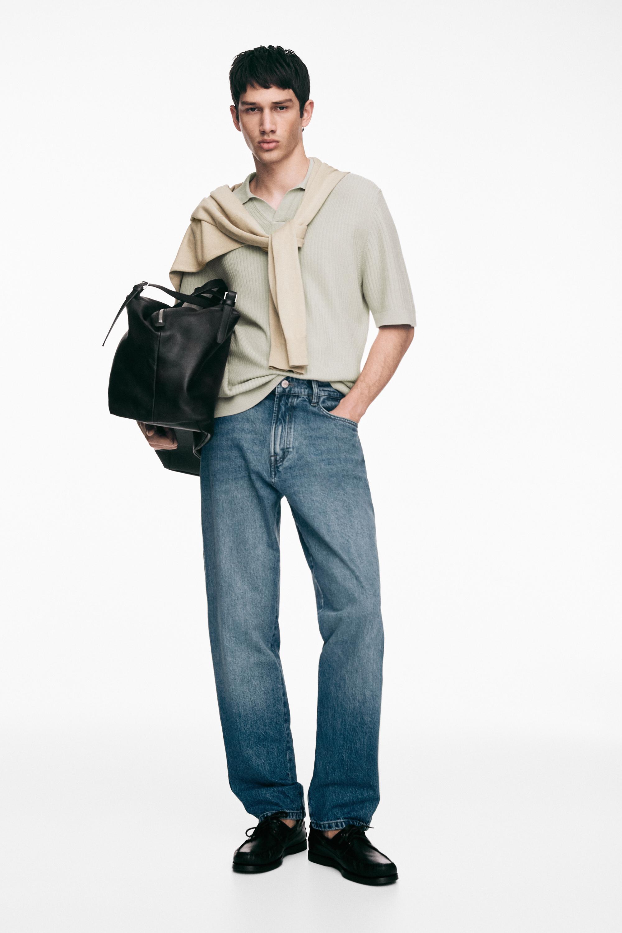 Regular fit cotton knit polo shirt — Green