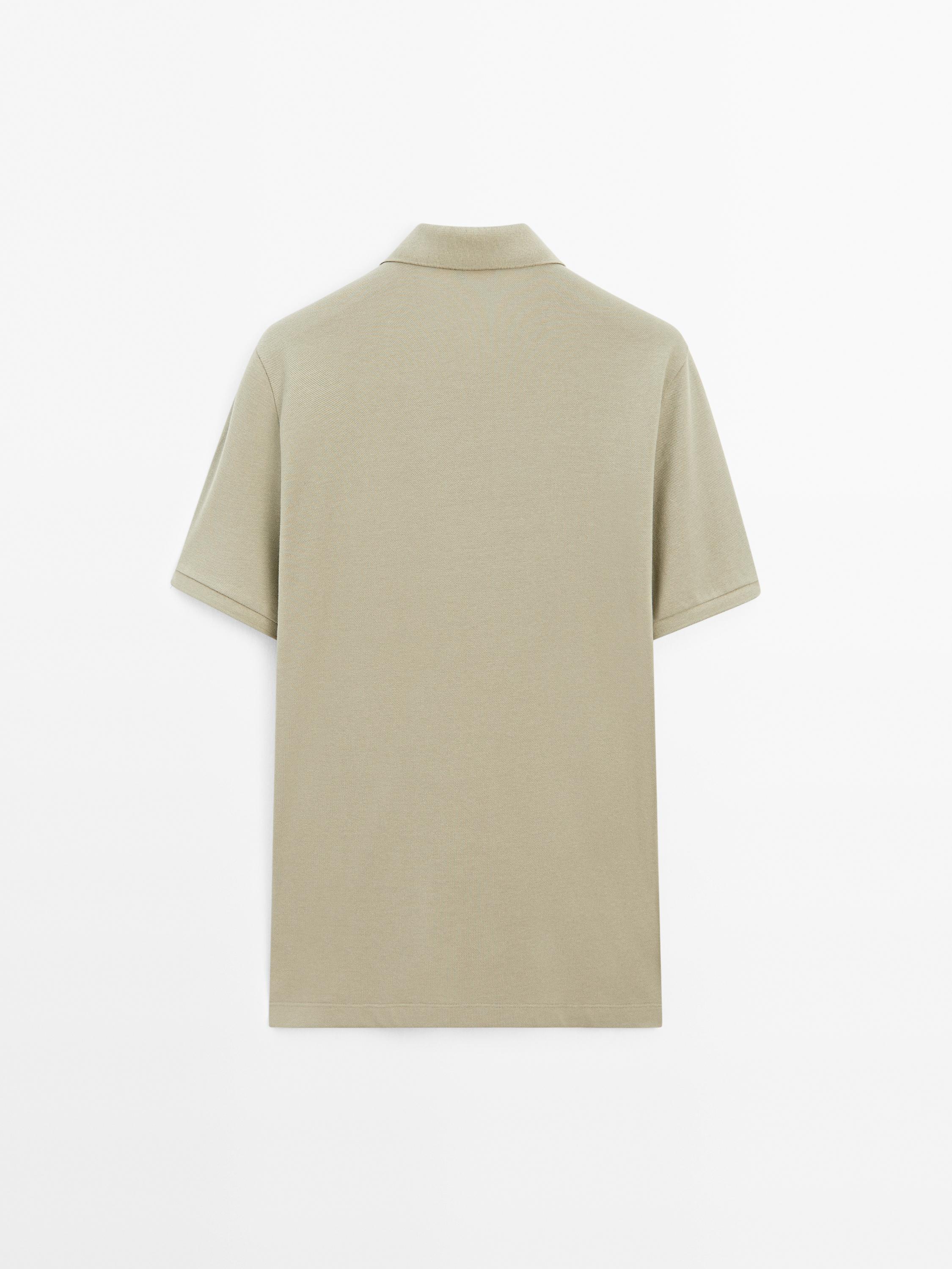 Micro textured piqué cotton polo shirt