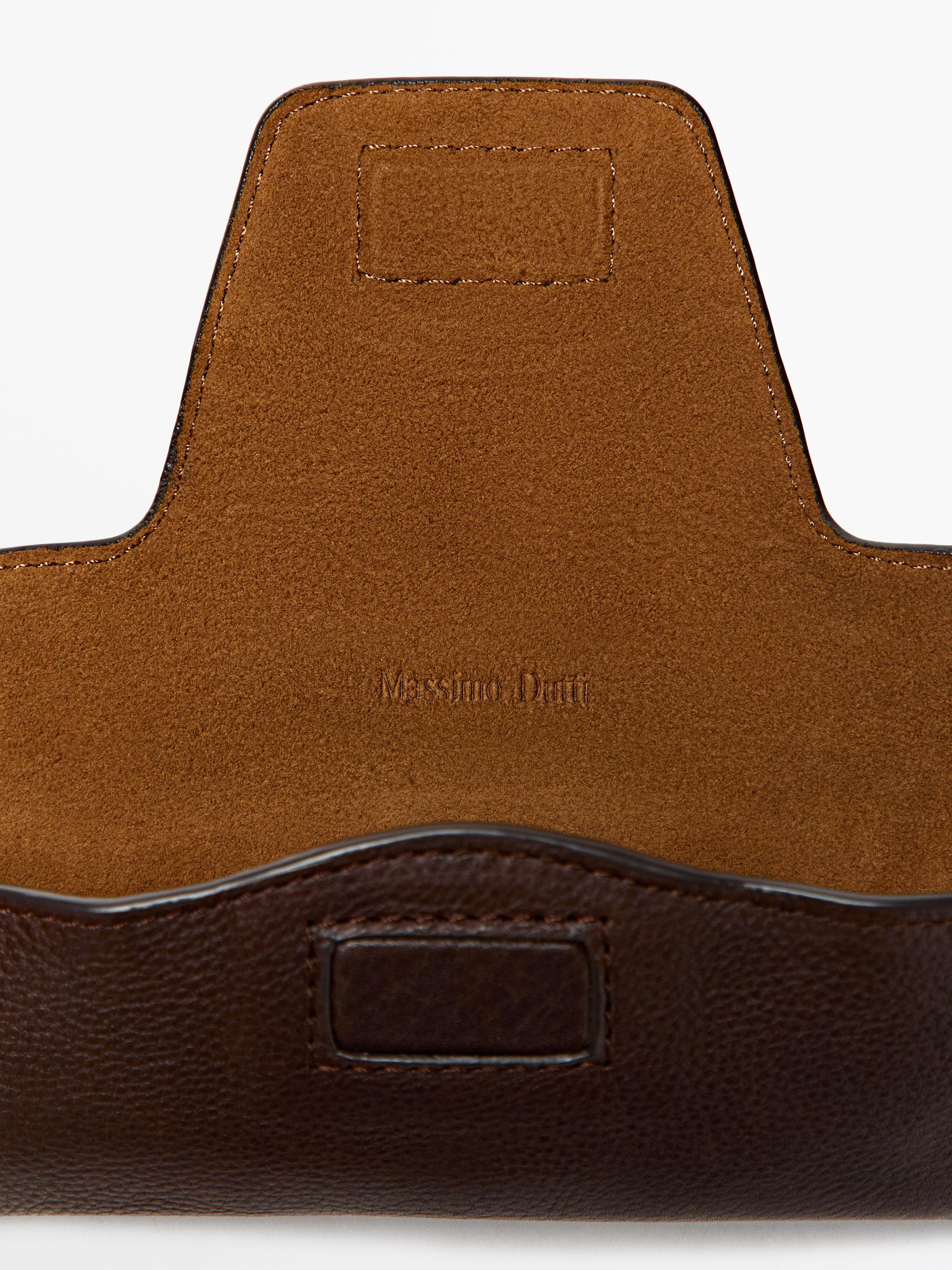 Nappa leather glasses case — BROWN