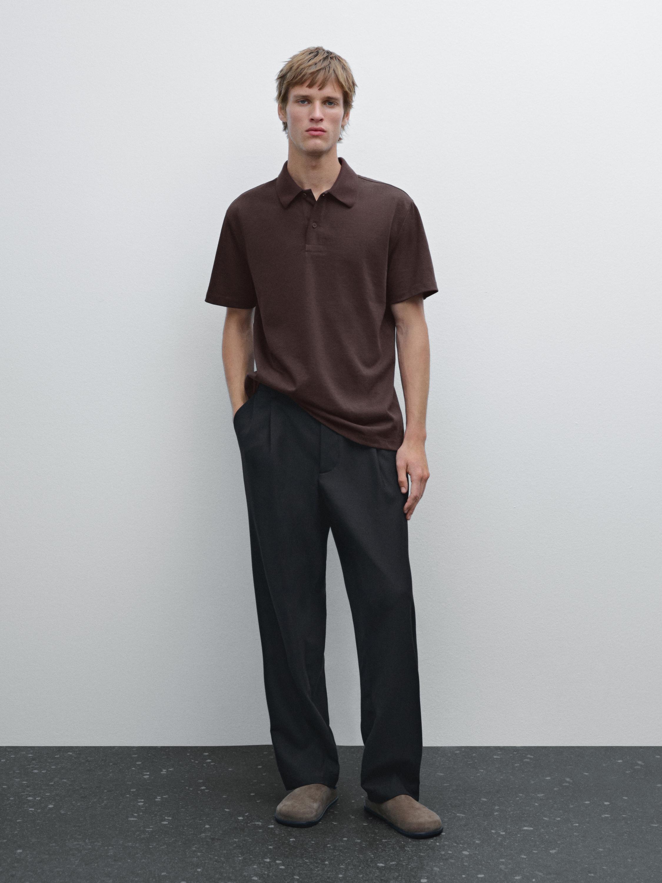 Short sleeve relaxed fit polo shirt