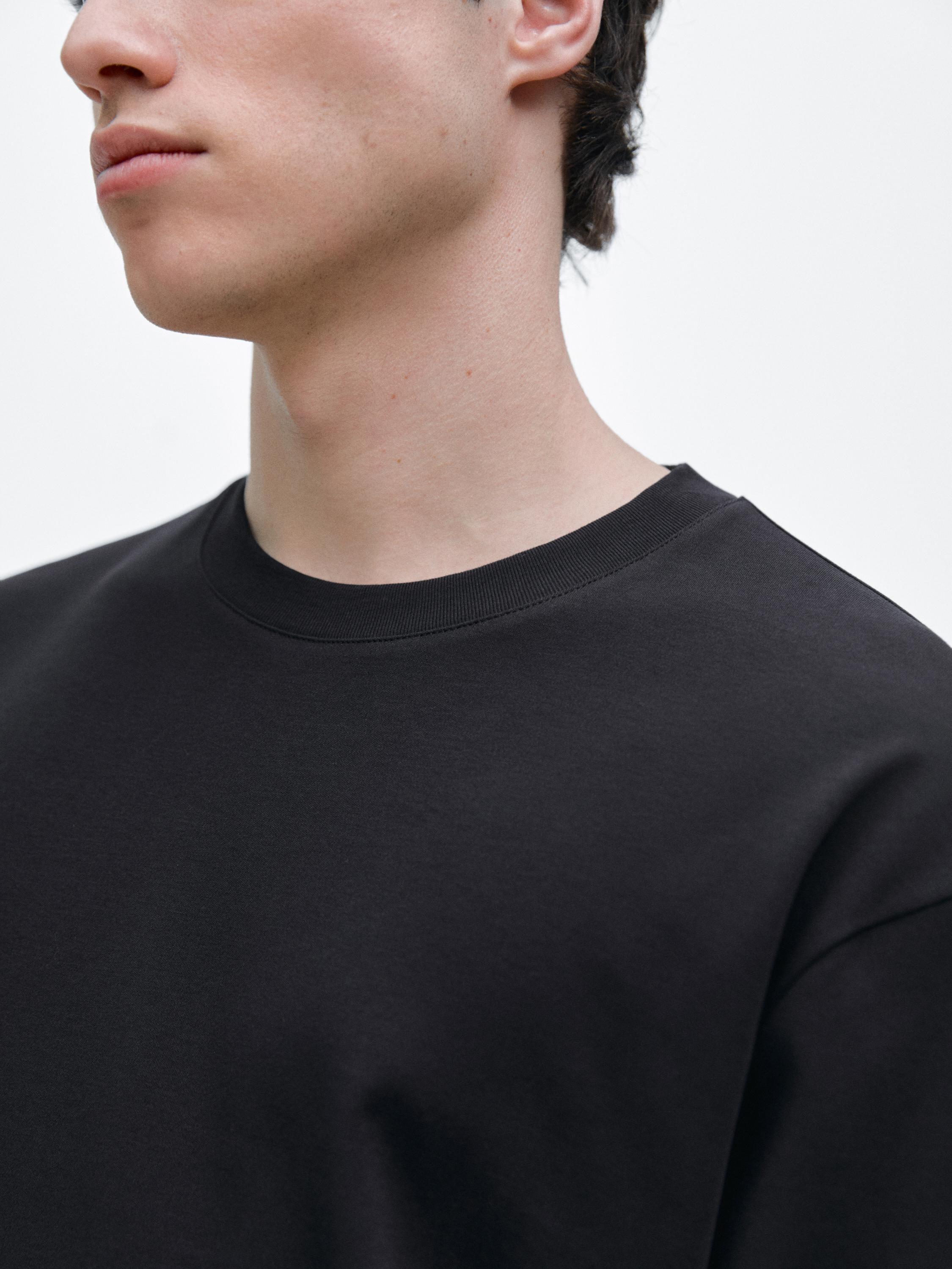 Long sleeve medium weight cotton T-shirt — NAVY BLUE