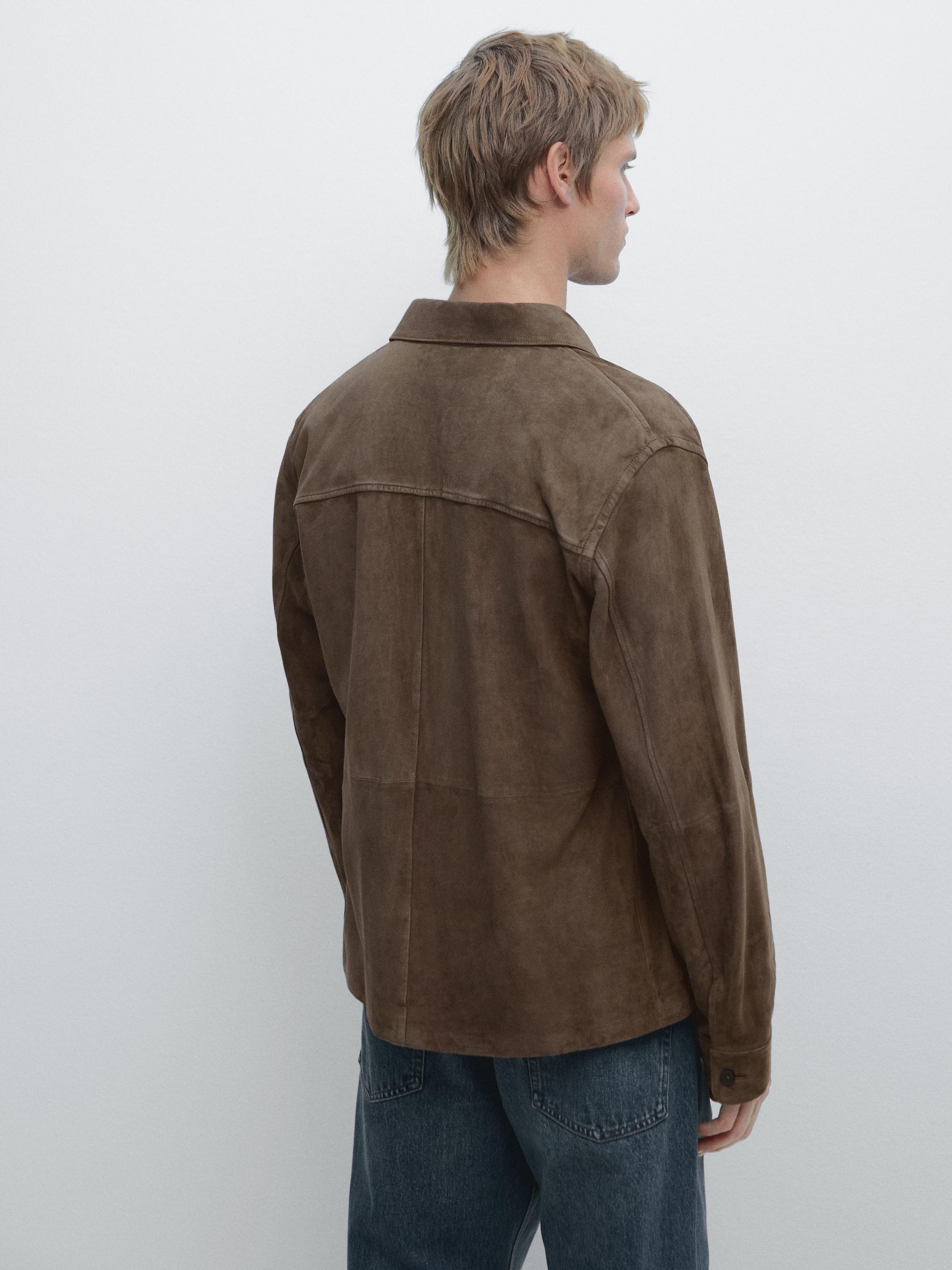 Suede leather overshirt — DARK GREY