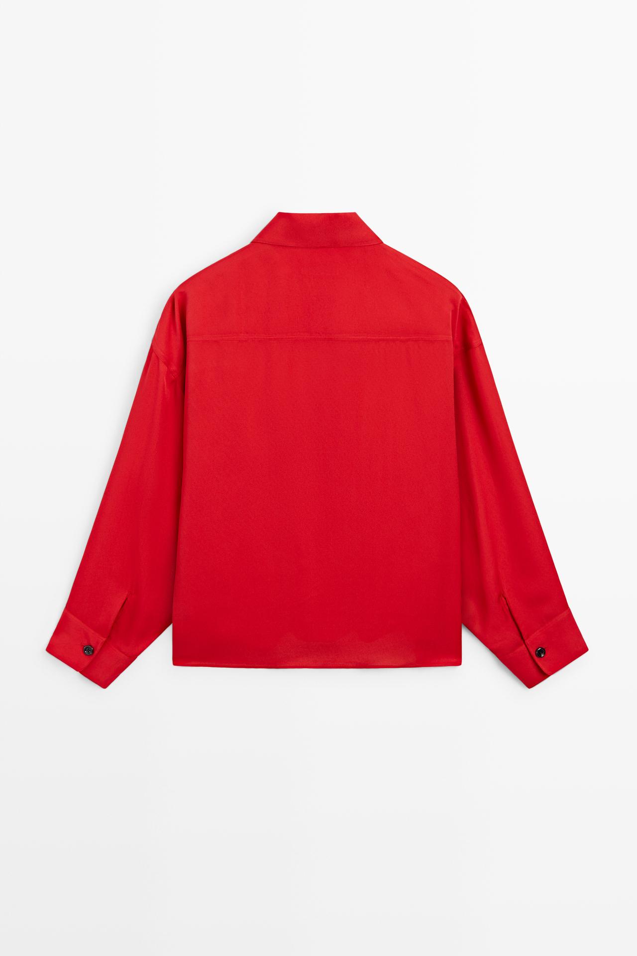 Oversize flowing shirt with pocket detail — RED