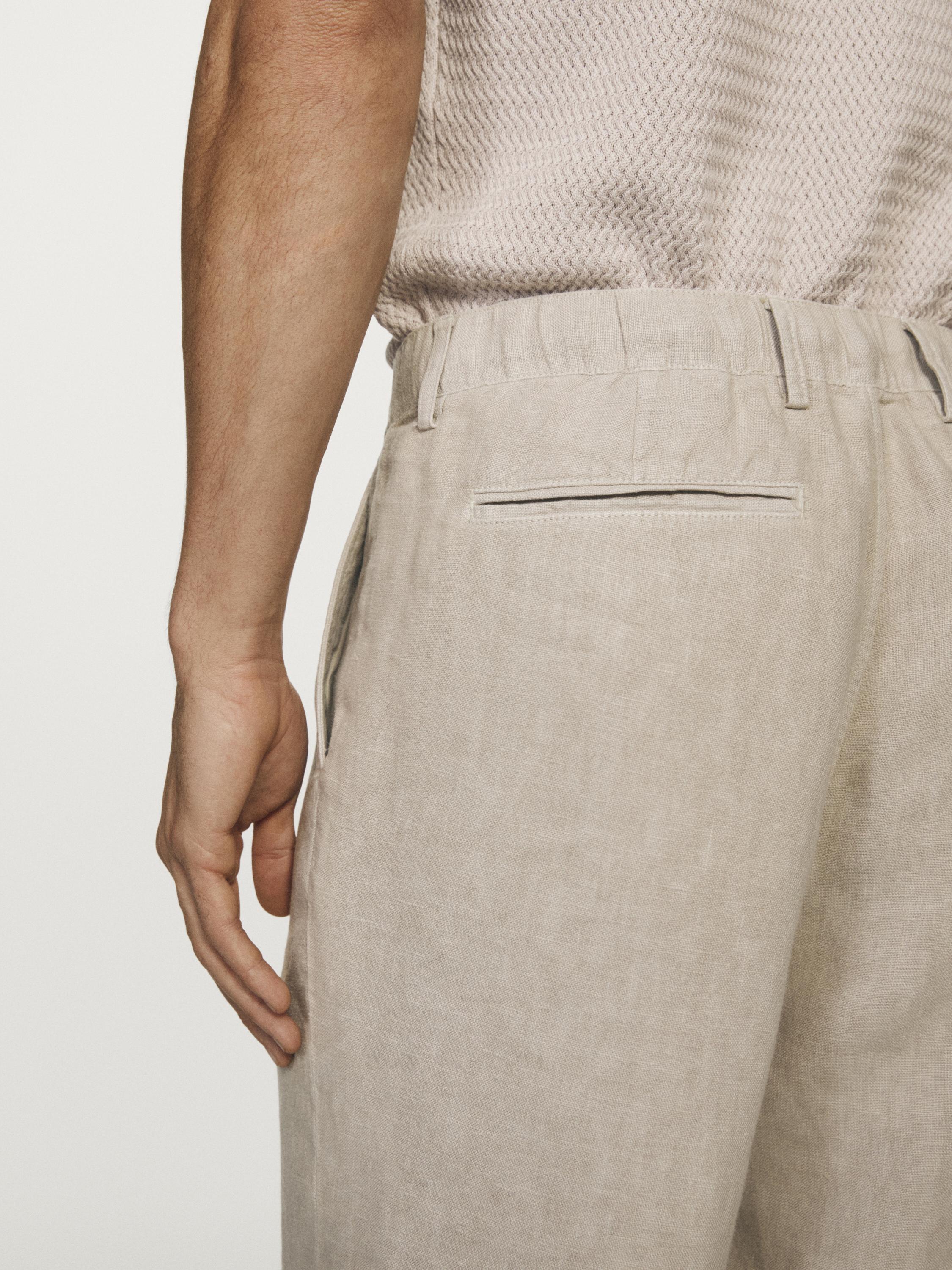 100% linen Bermuda shorts — MINK