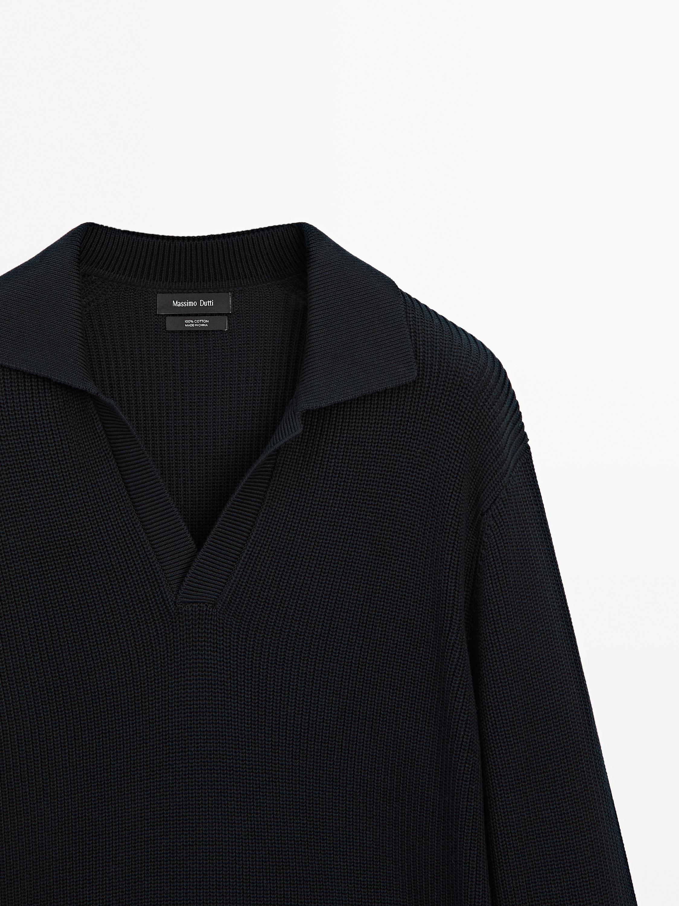 100% cotton ribbed knit sweater
