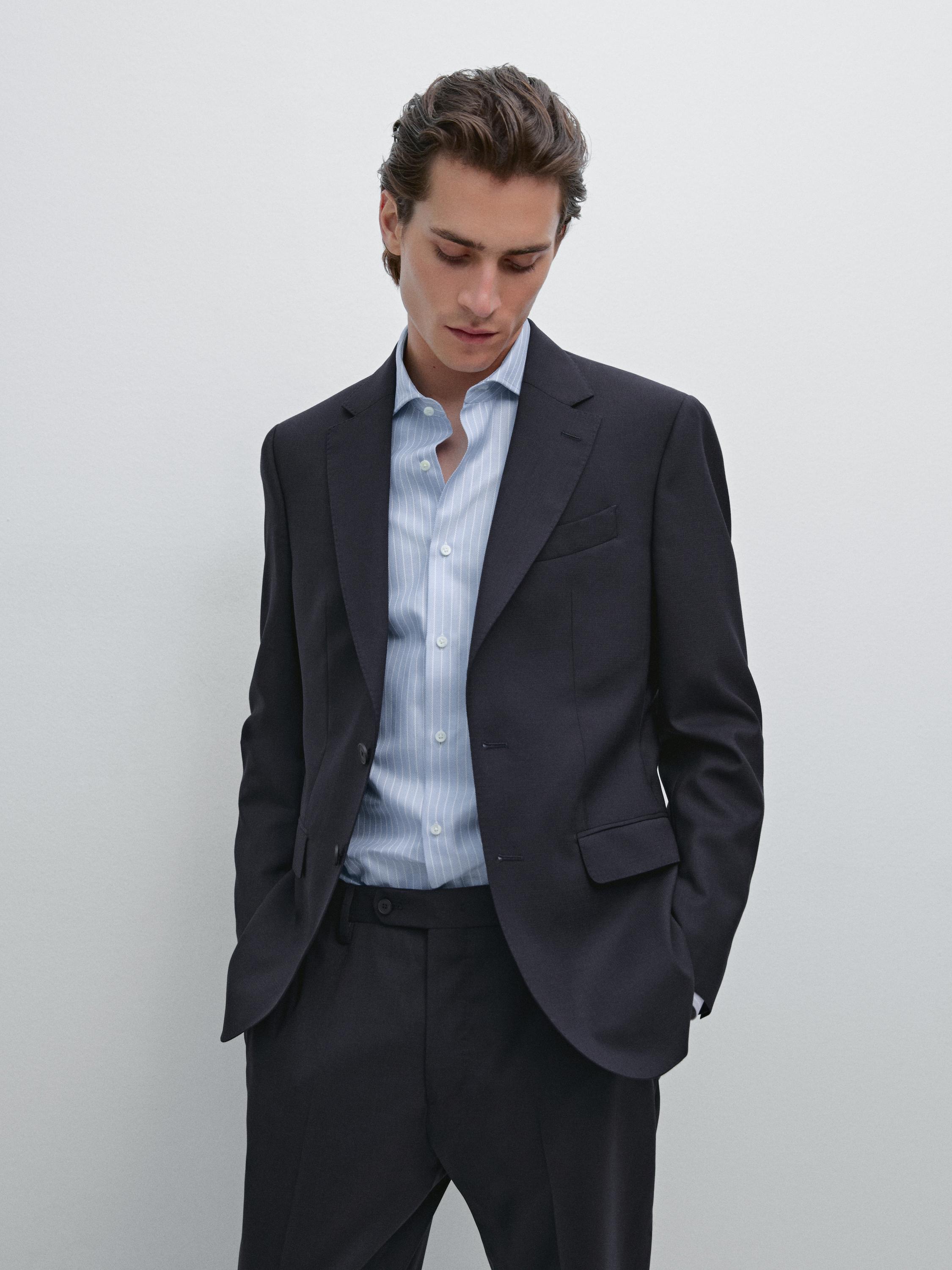 Wool blend suit blazer