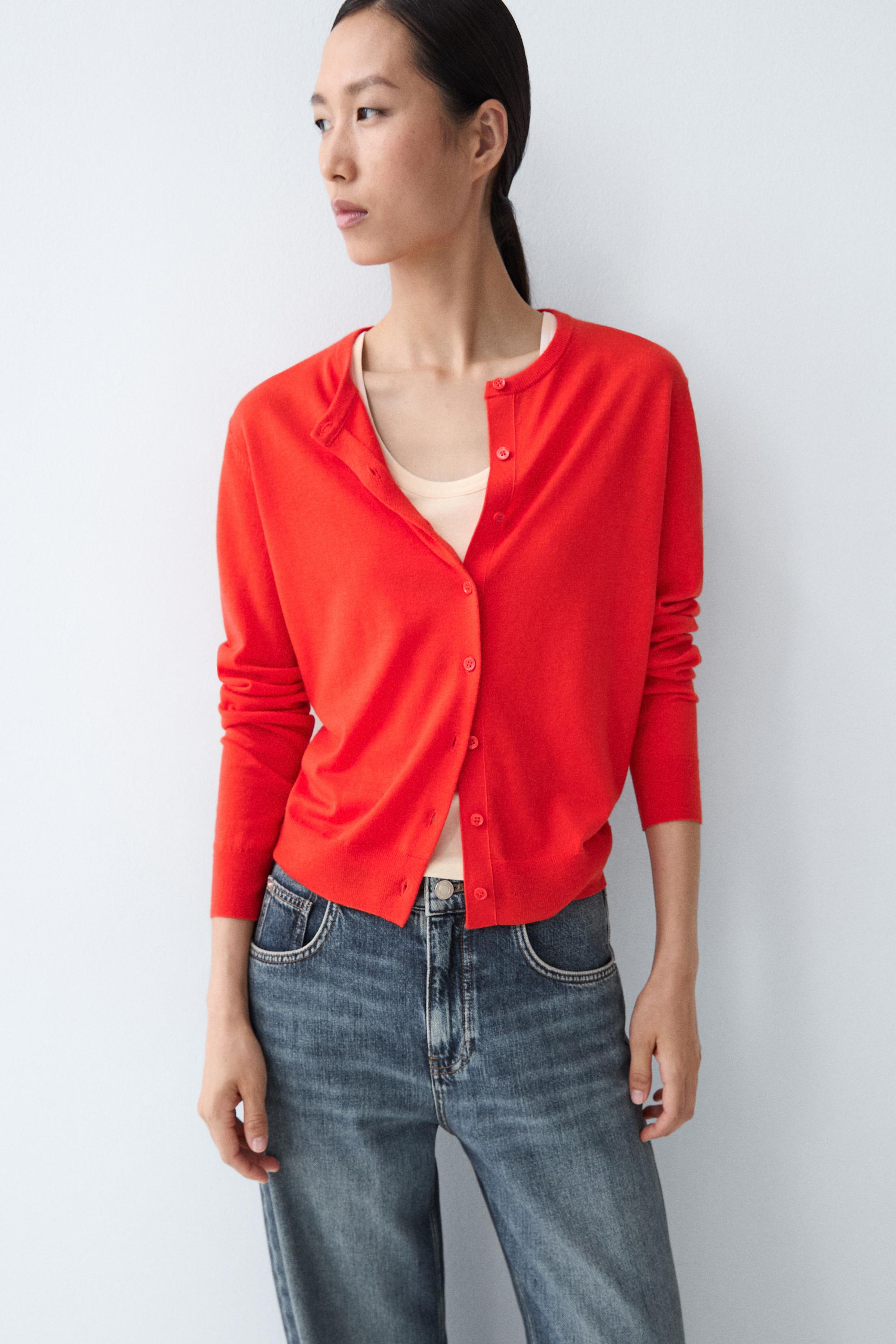 Massimo Dutti Bisiklet yaka ince triko hırka görsel 2
