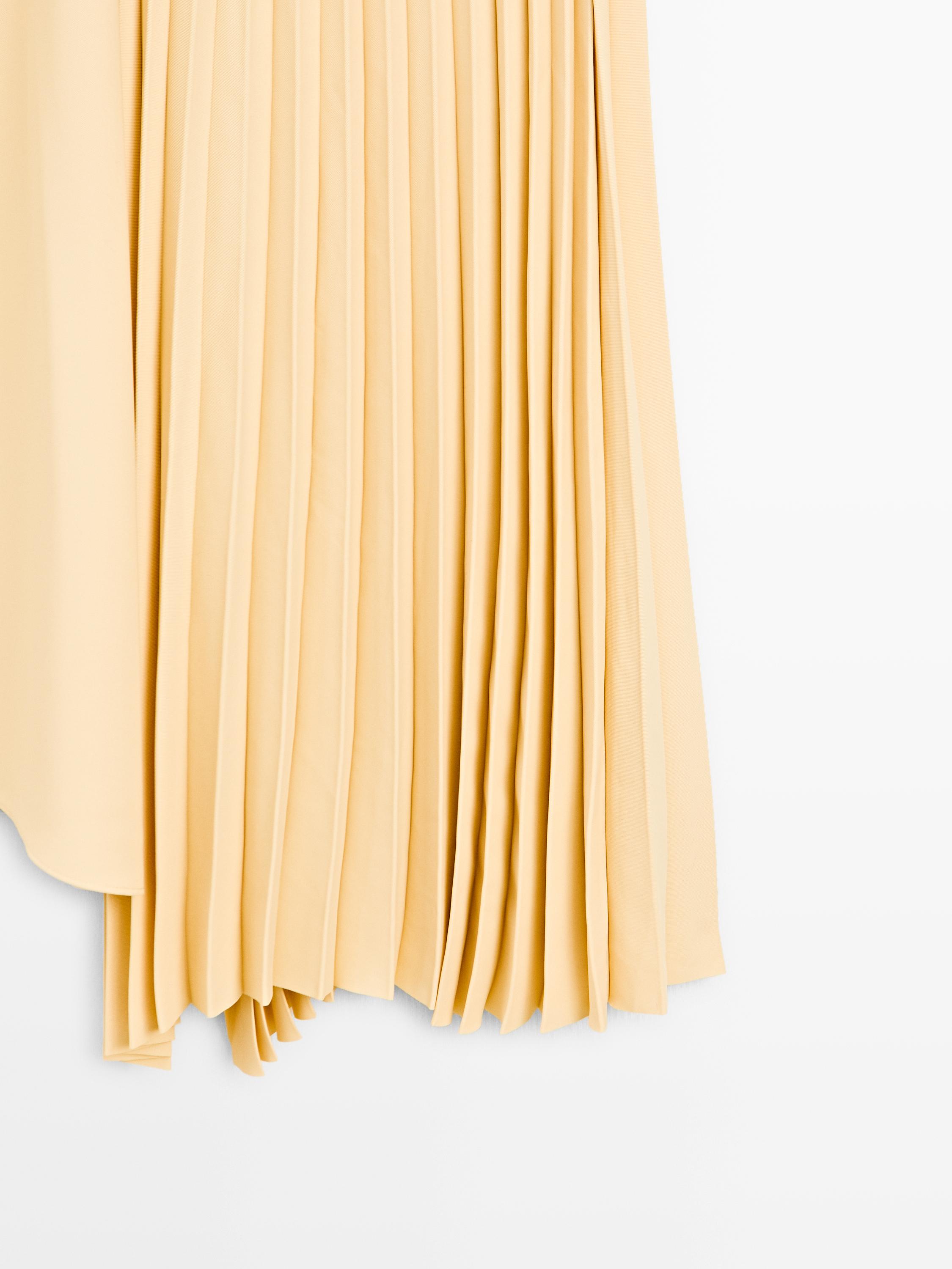 Denim midi skirt with plank detail