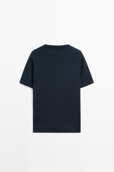 100% cotton layered collar T-shirt — NAVY BLUE 6