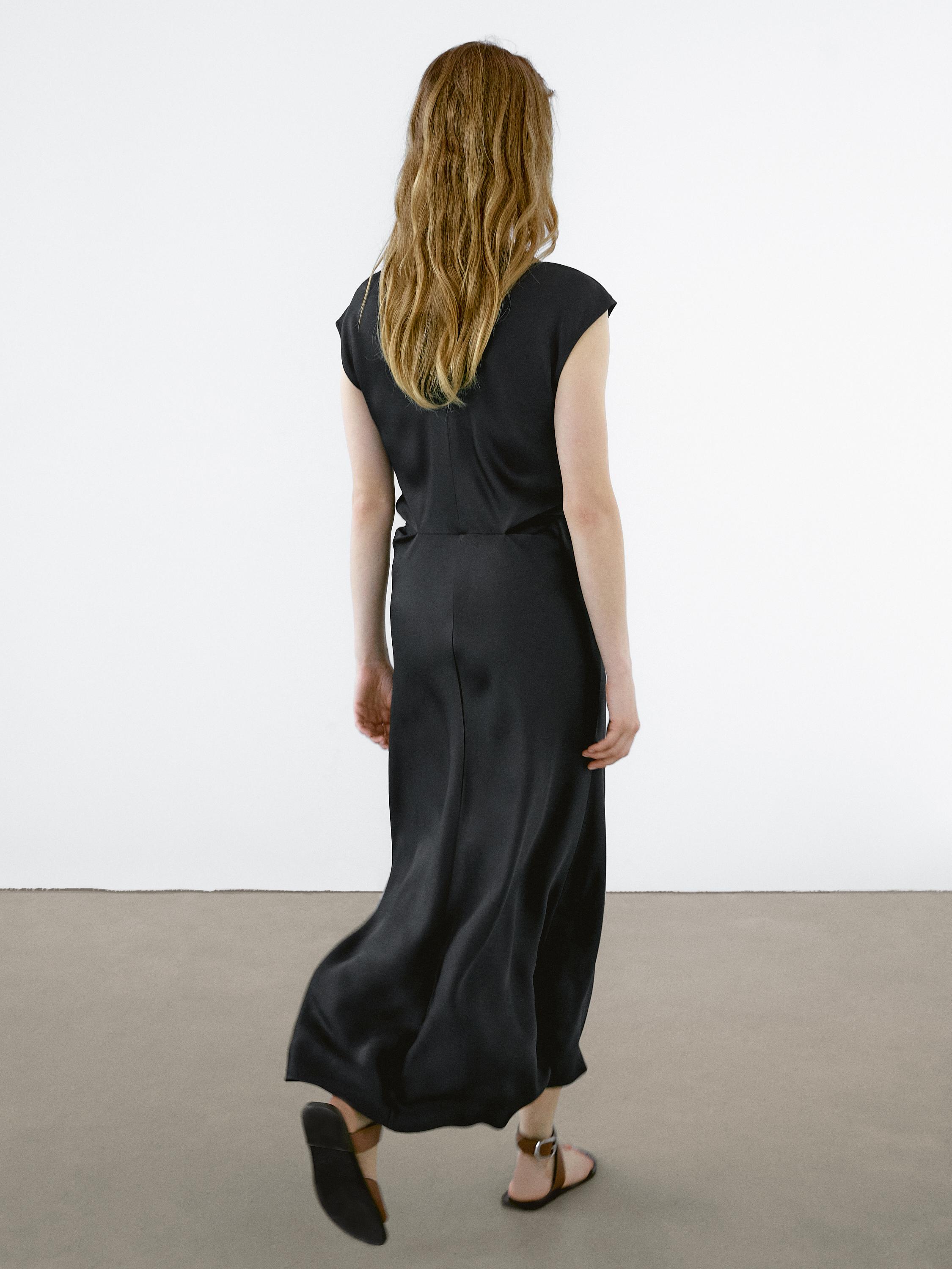 ★Massimo Dutti★ Fluid satin midi dress with strap detail Women's Satin Dresses - Massimo Dutti - CA