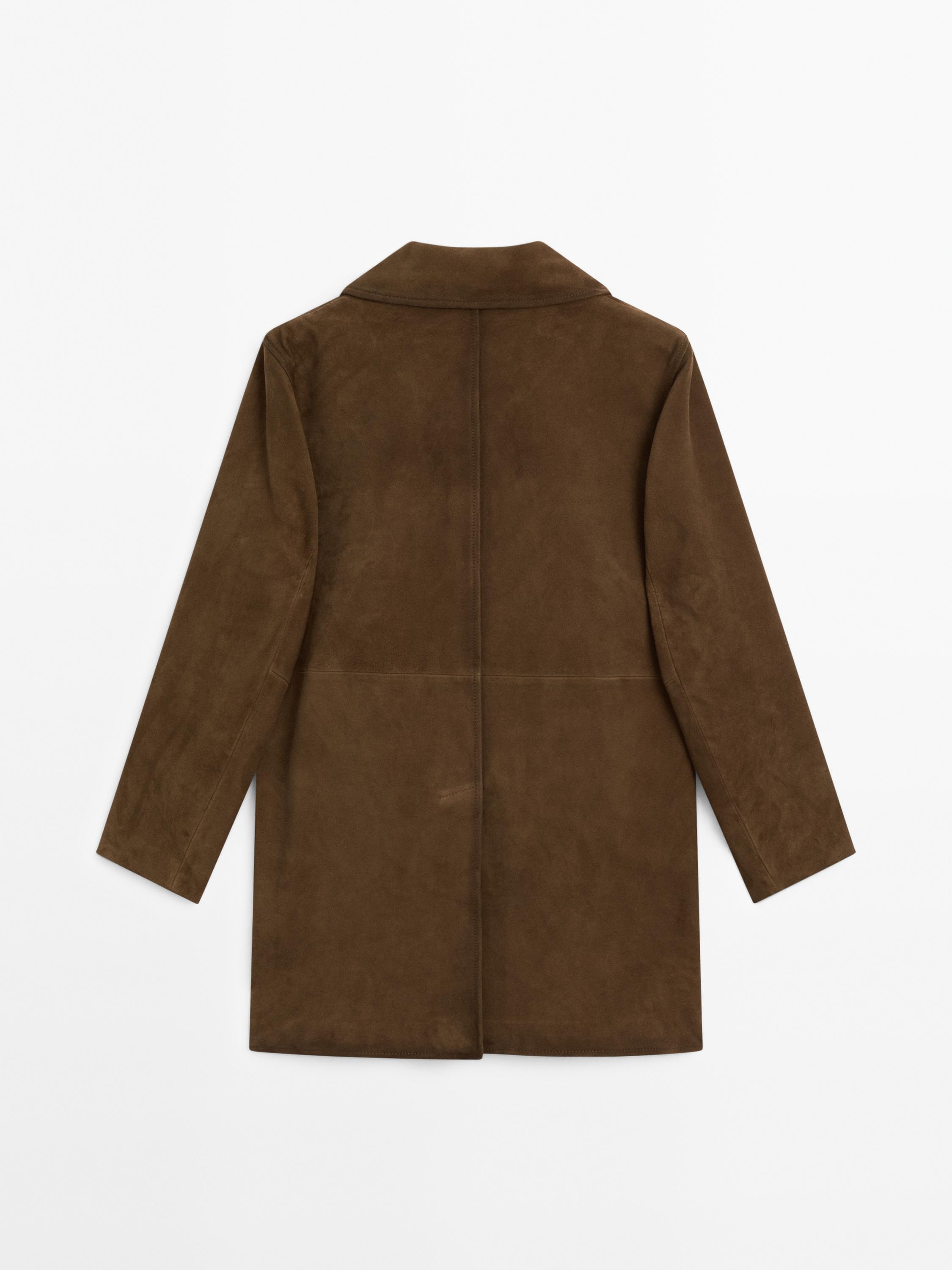 Lined suede leather coat