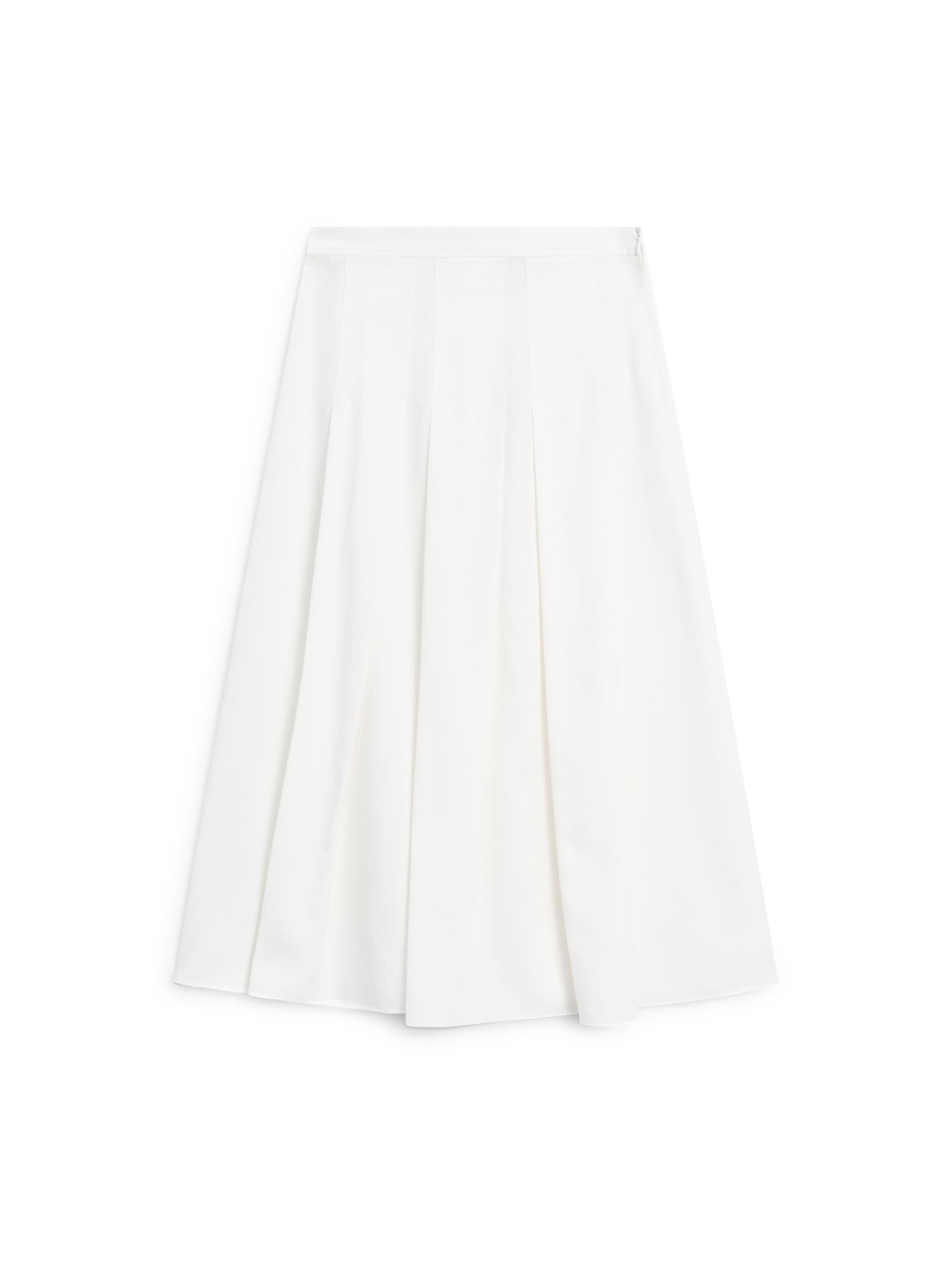 Midi skirt with box pleats — WHITE