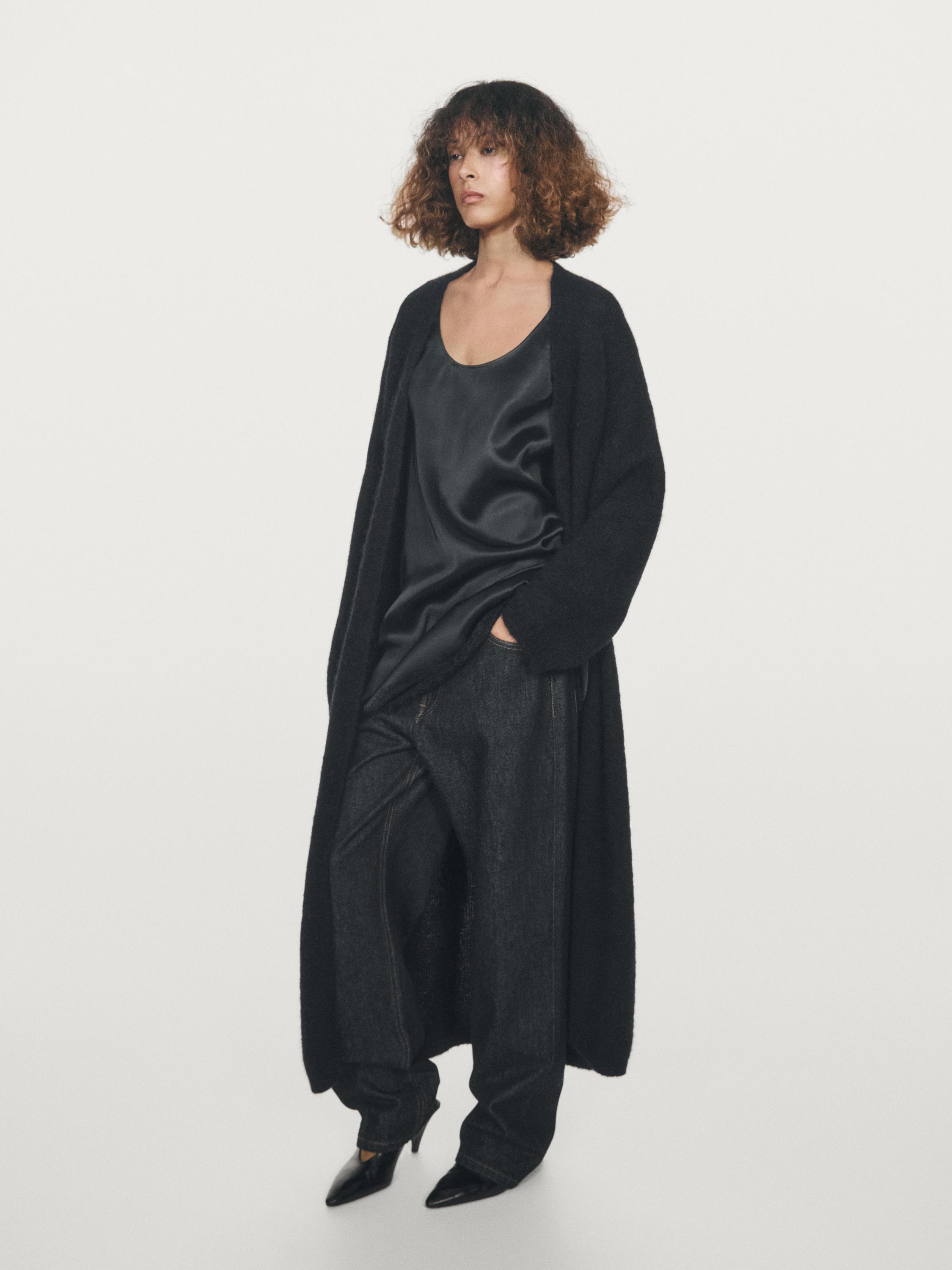 Càrdigan llarg raspallat amb alpaca