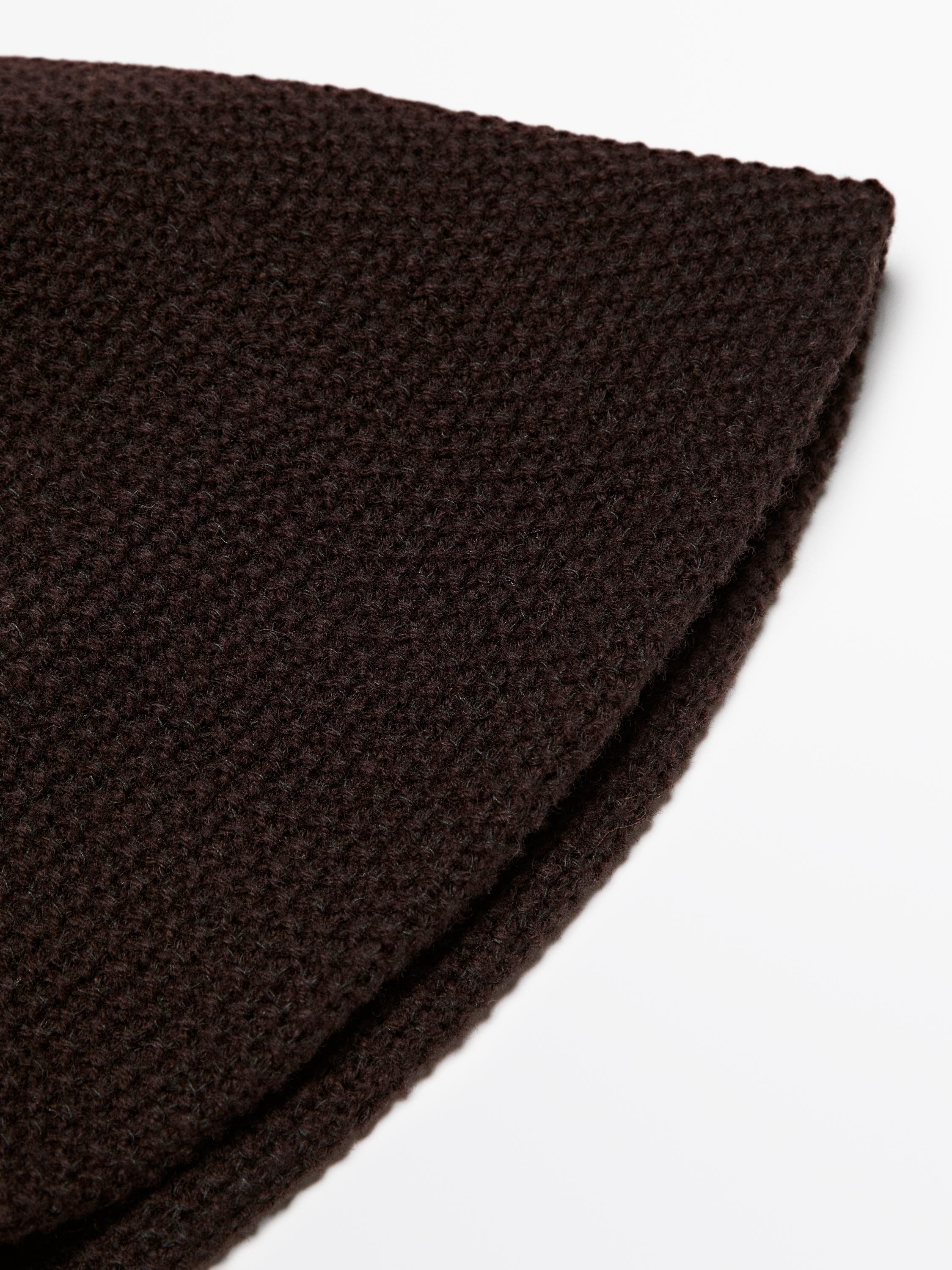 Wool blend knit beanie — BROWN