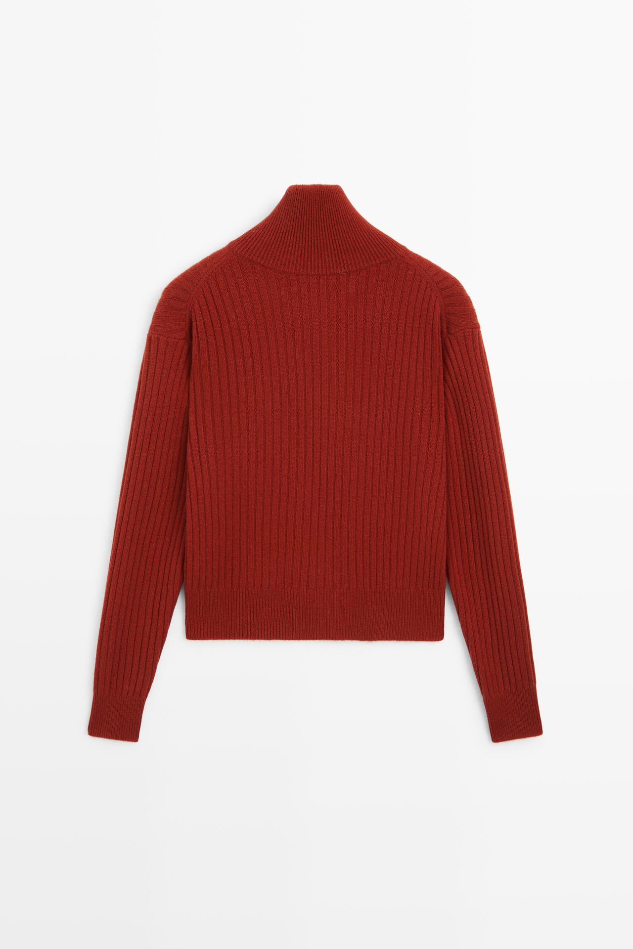 Ribbed knit cardigan with tab detail — DARK PINK
