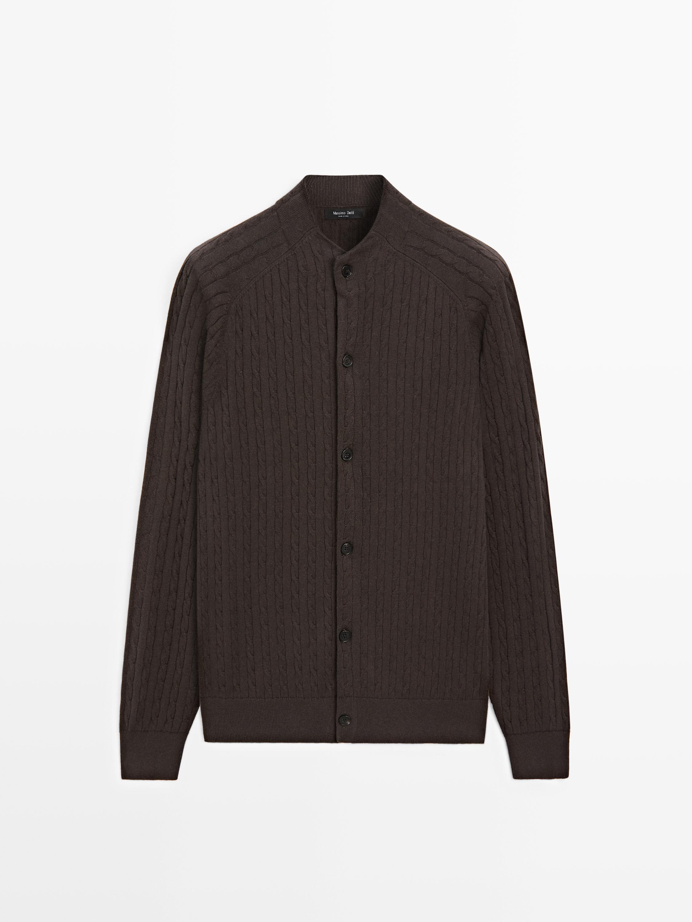 Cotton blend knit cardigan with button details