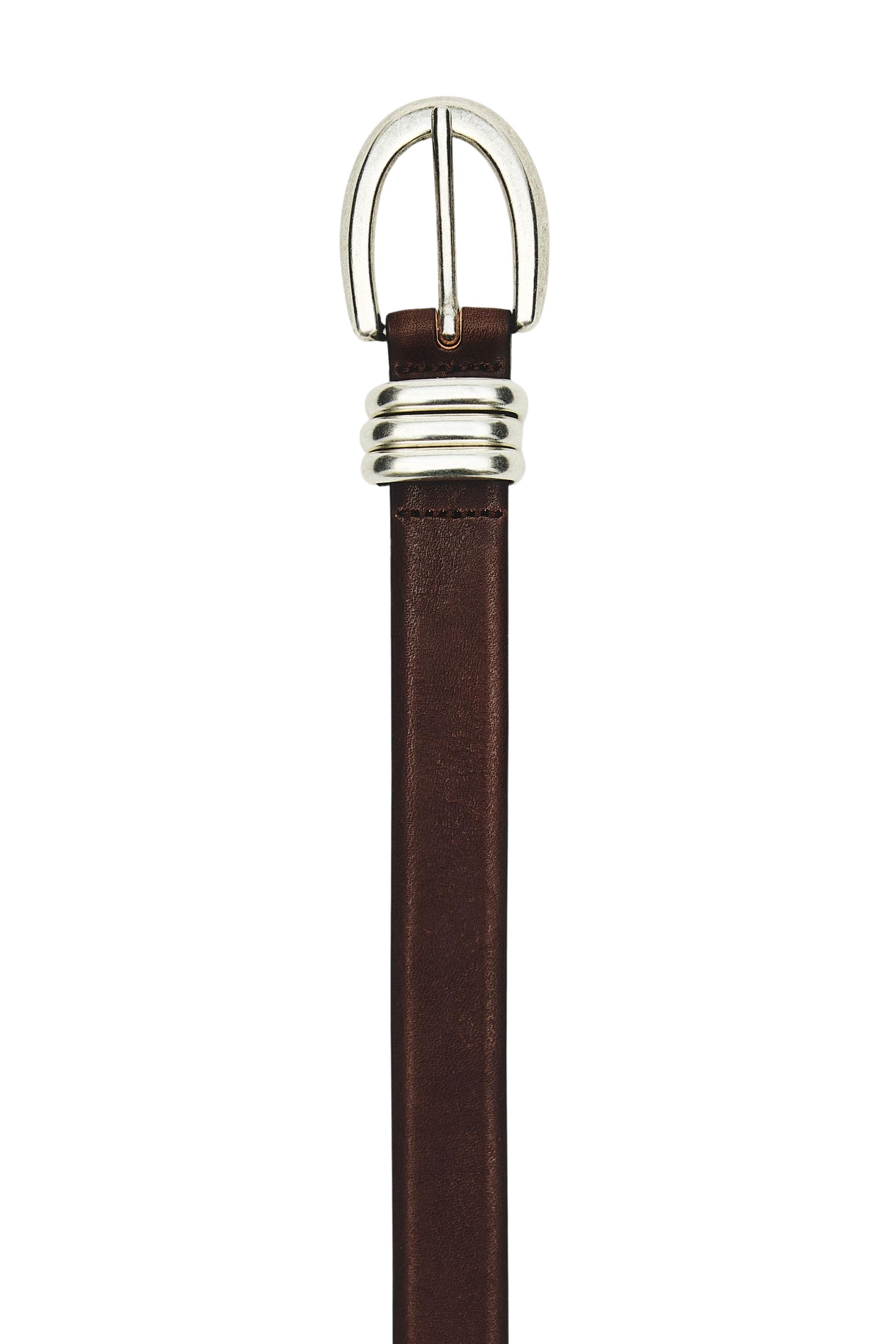 Nappa leather belt with metal detail — BROWN