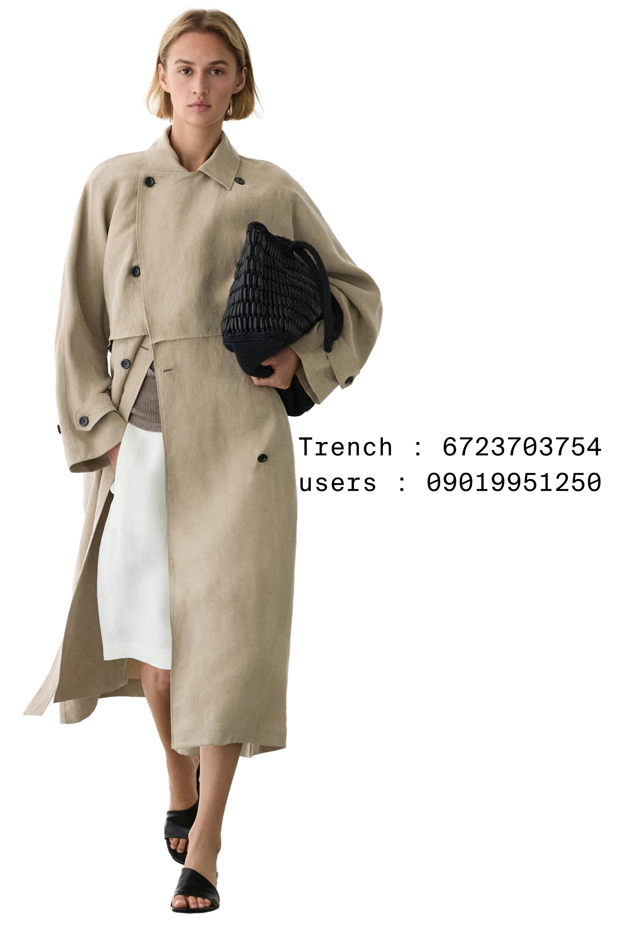 Linen blend trench coat with belt detail — SAND BROWN