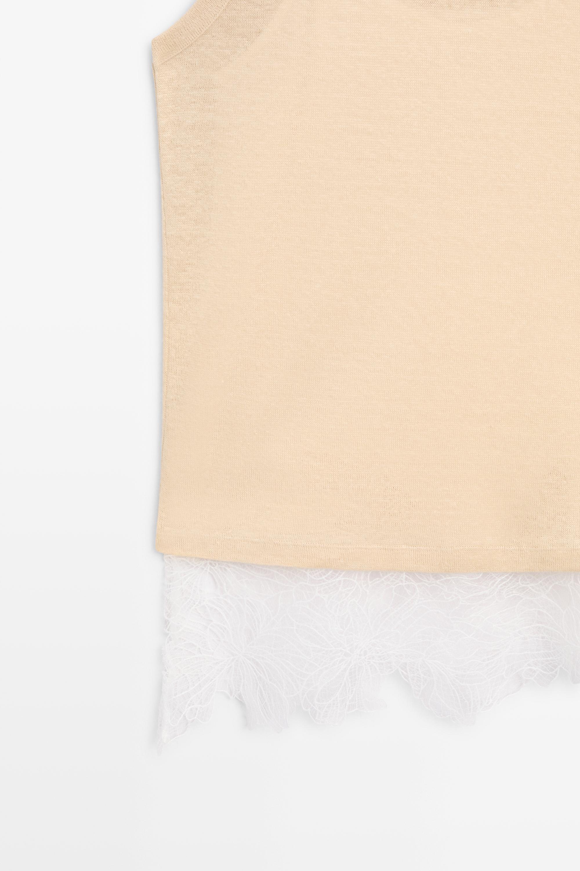Sleeveless top with lace detail — Washed