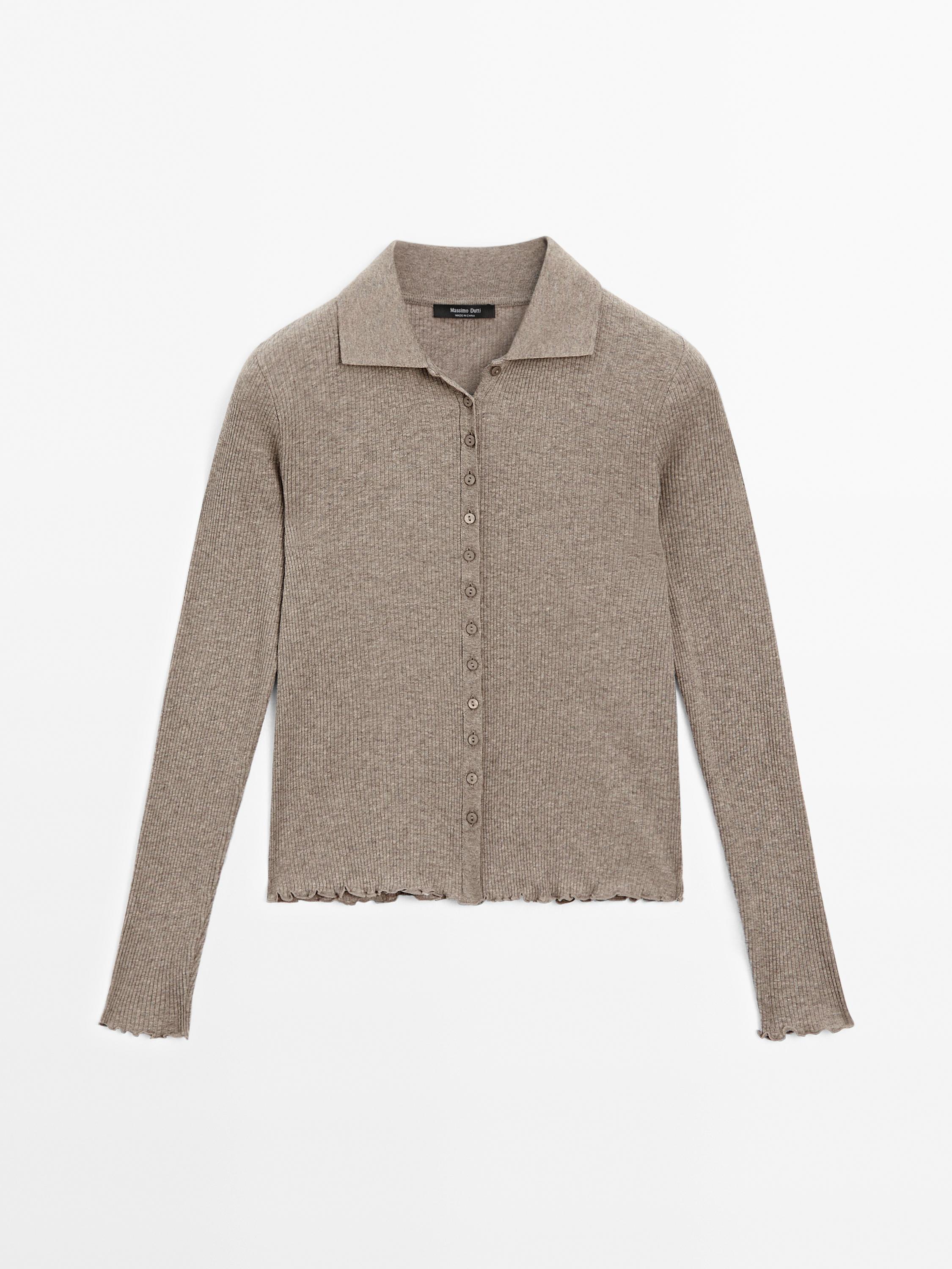 Cardigan with wavy trim details