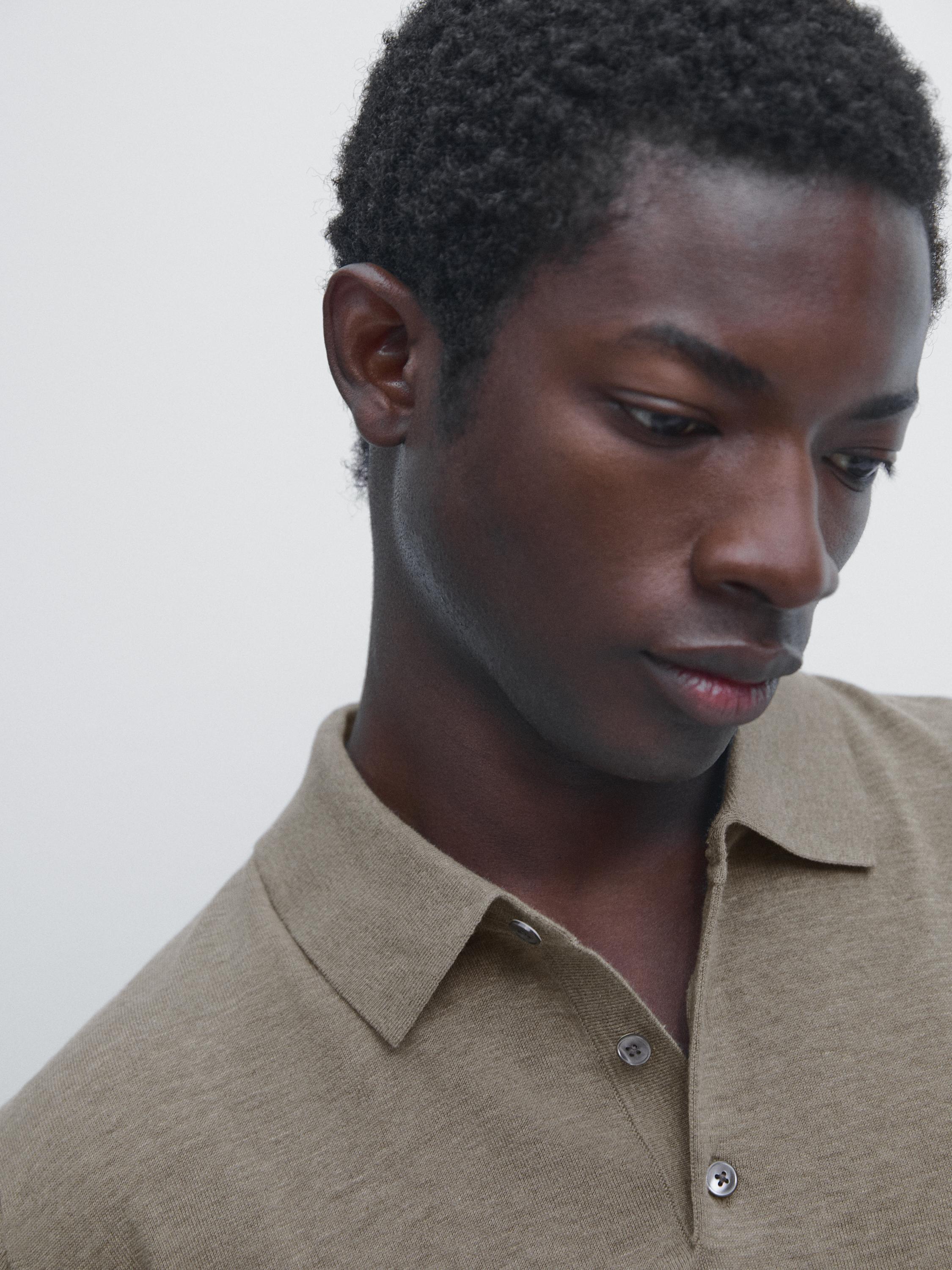 100% cotton knit polo shirt — Washed