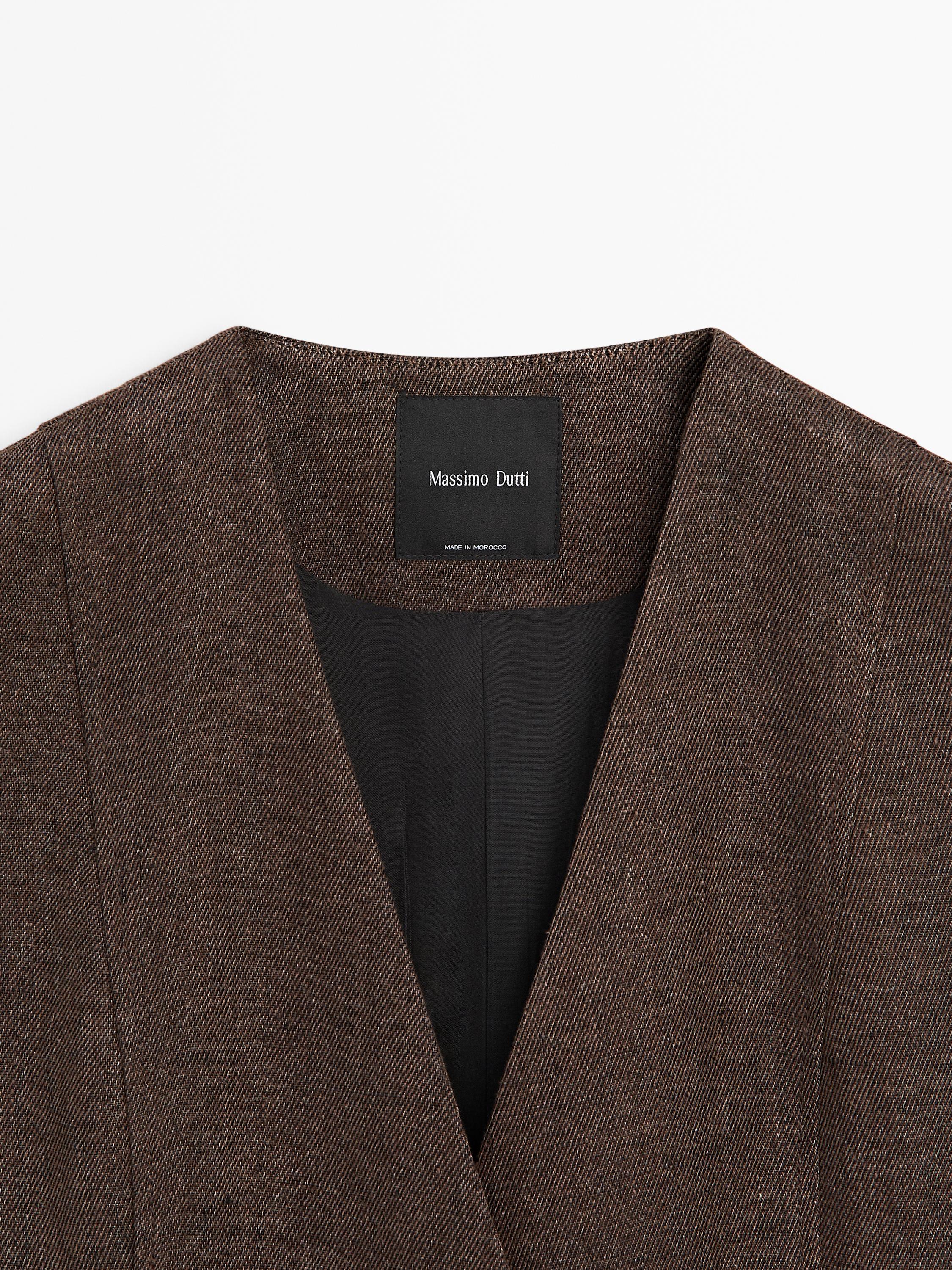 Linen suit waistcoat — BROWN