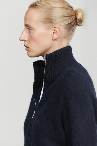 100% cashmere zip knit cardigan — NAVY BLUE 5