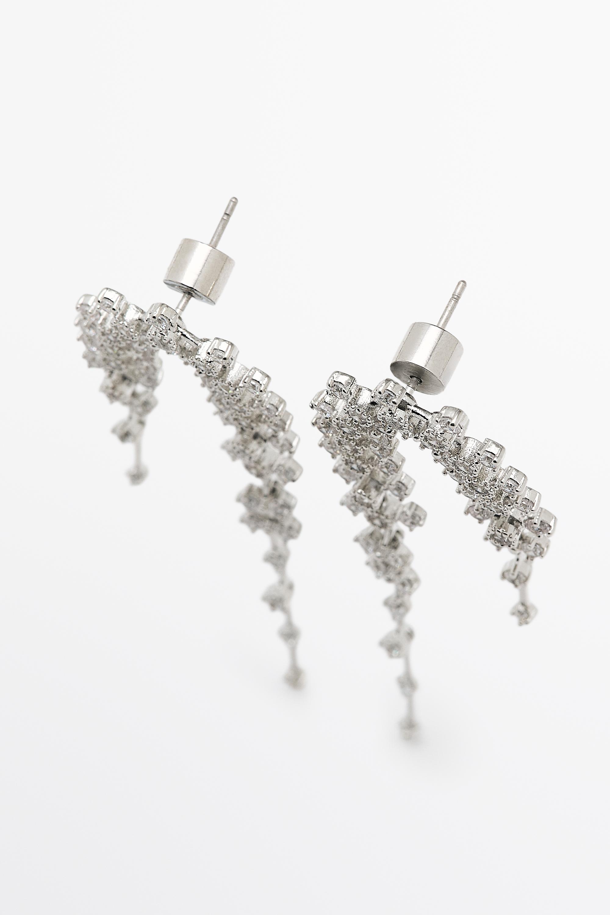 Rhinestone waterfall earrings — SILVER