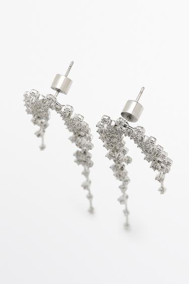 Rhinestone waterfall earrings — SILVER 5
