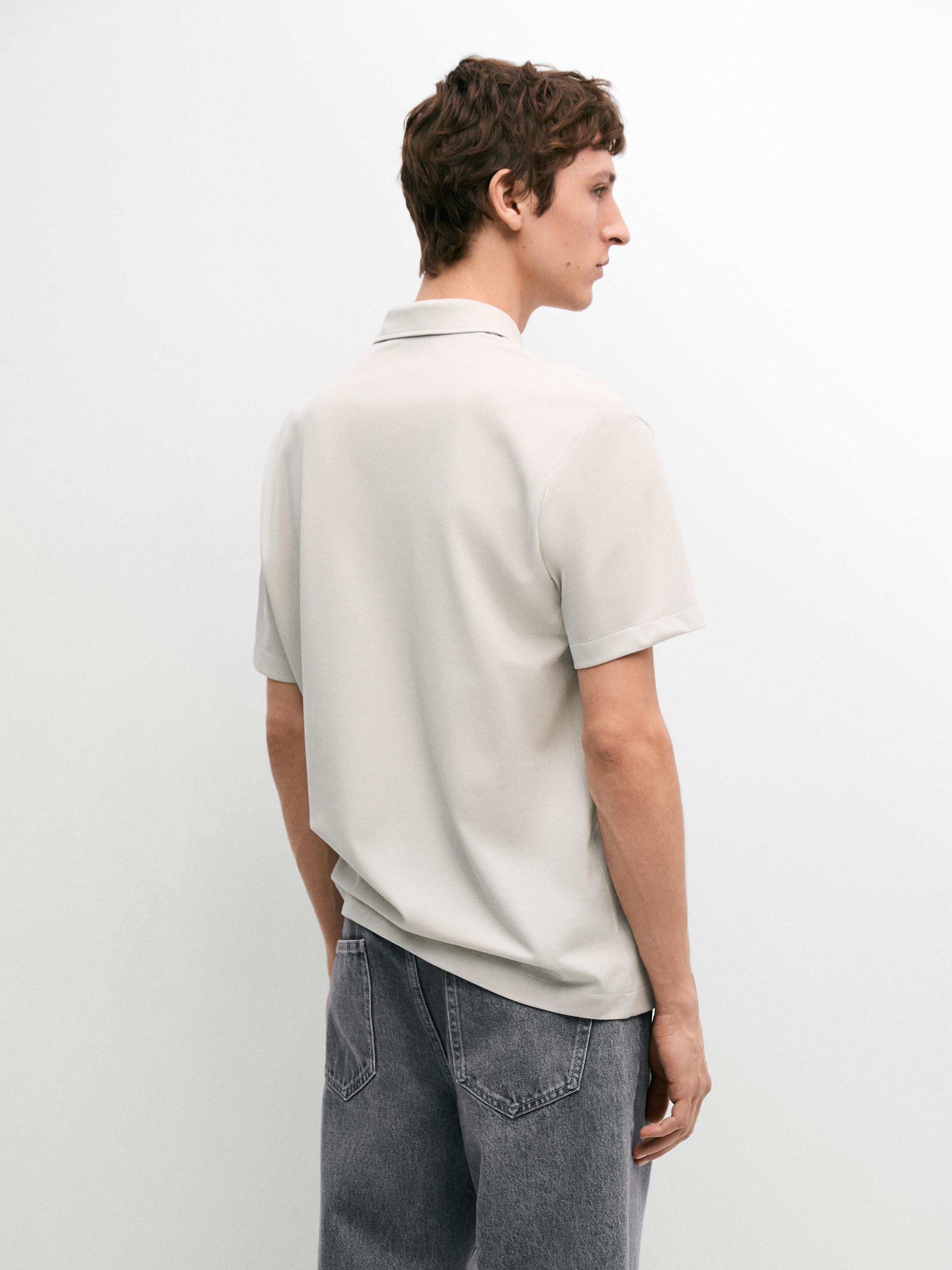 100% cotton short sleeve polo shirt — STONE