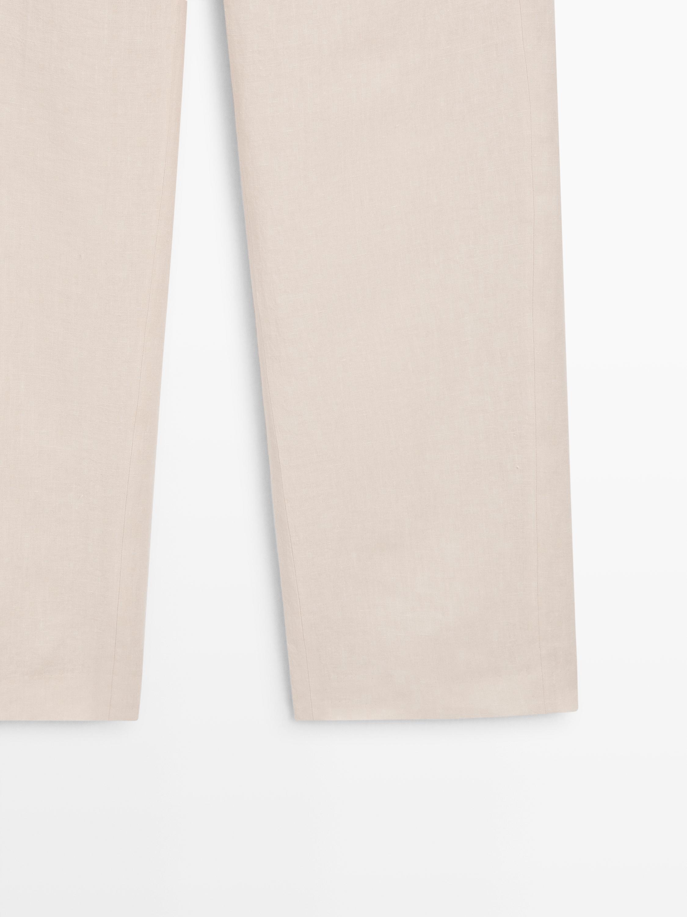 100% linen relaxed fit trousers — Off white