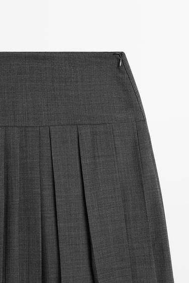 Pleated wool-blend midi skirt — GREY 9