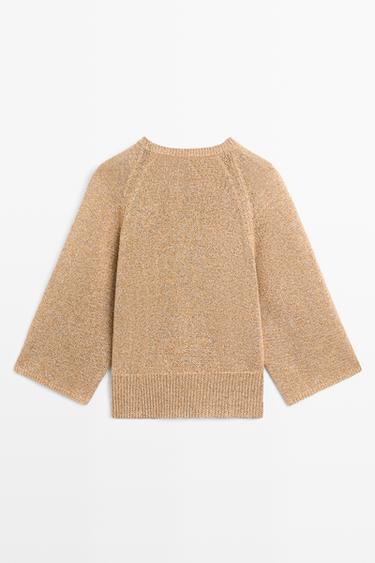 Cotton blend heathered knit sweater — Tobacco brown 6