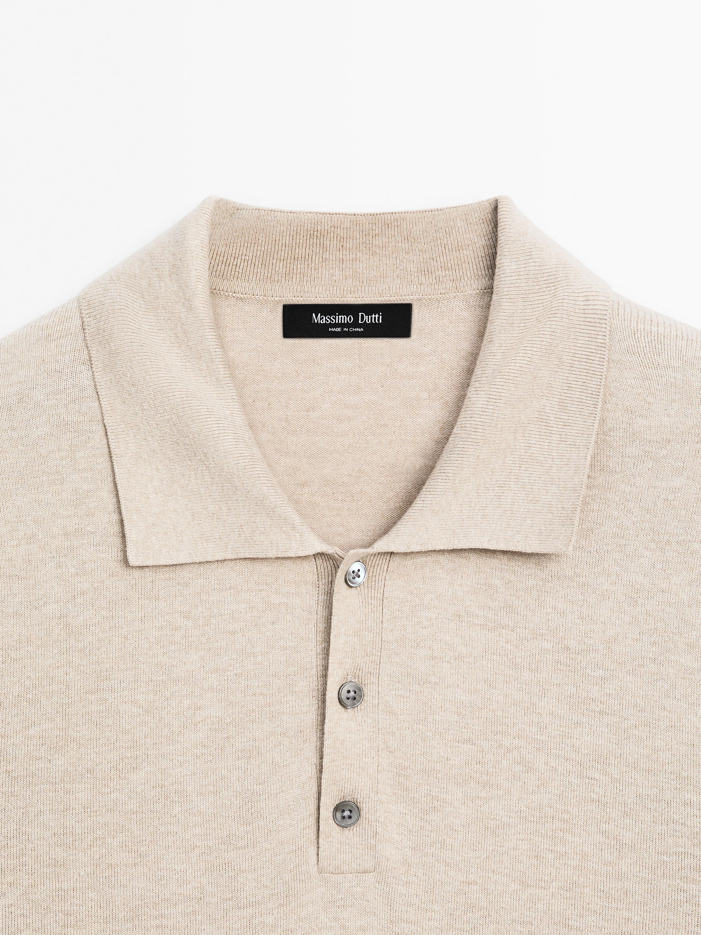 Cotton blend knit polo shirt