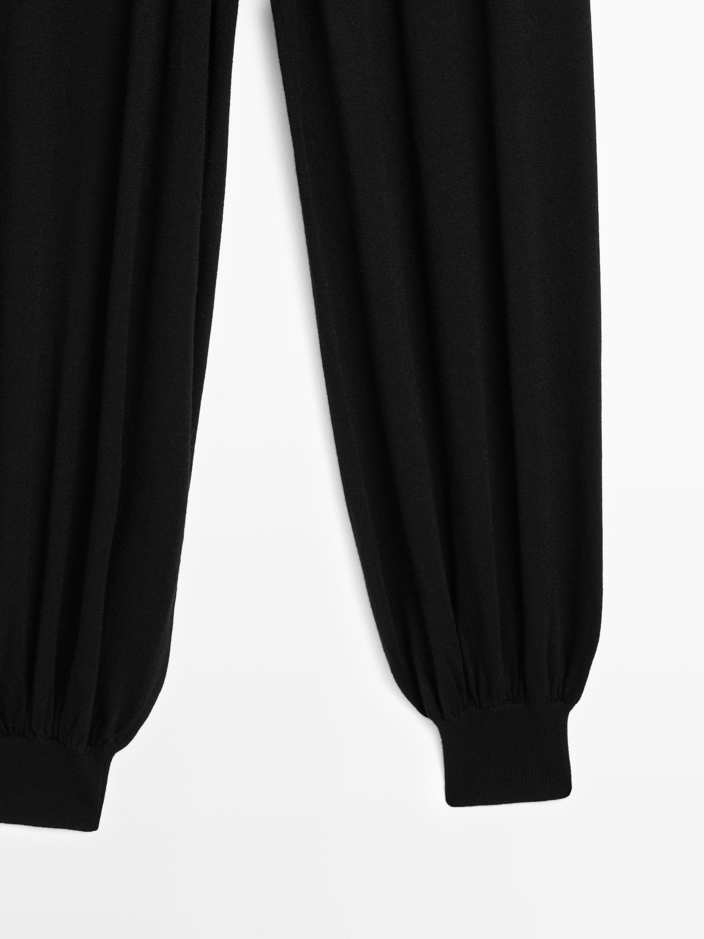 Wool blend knit sarouel trousers — BLACK