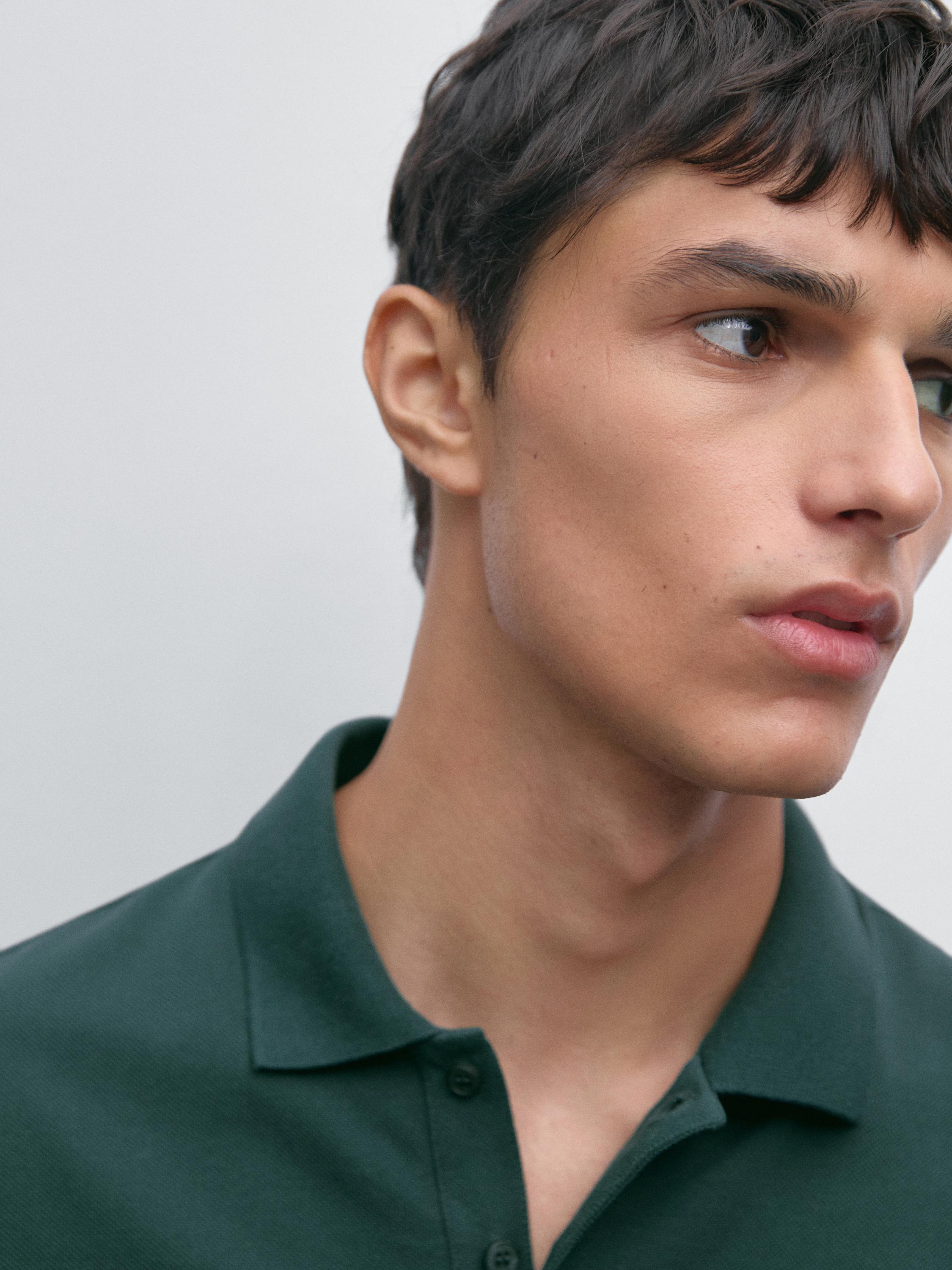 Polo micro-texture en piqué de coton