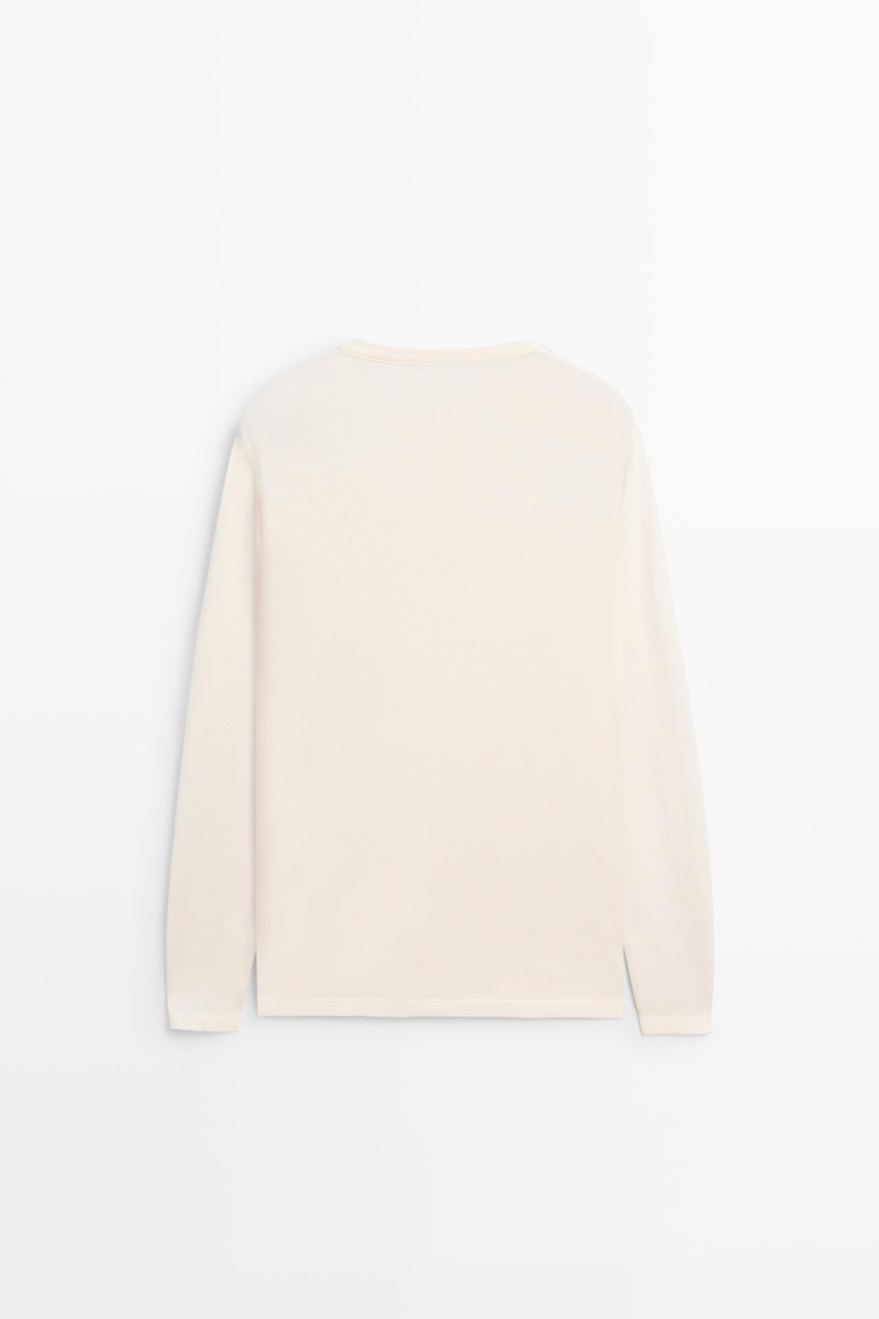 100% lightweight cotton henley T-shirt — Off white