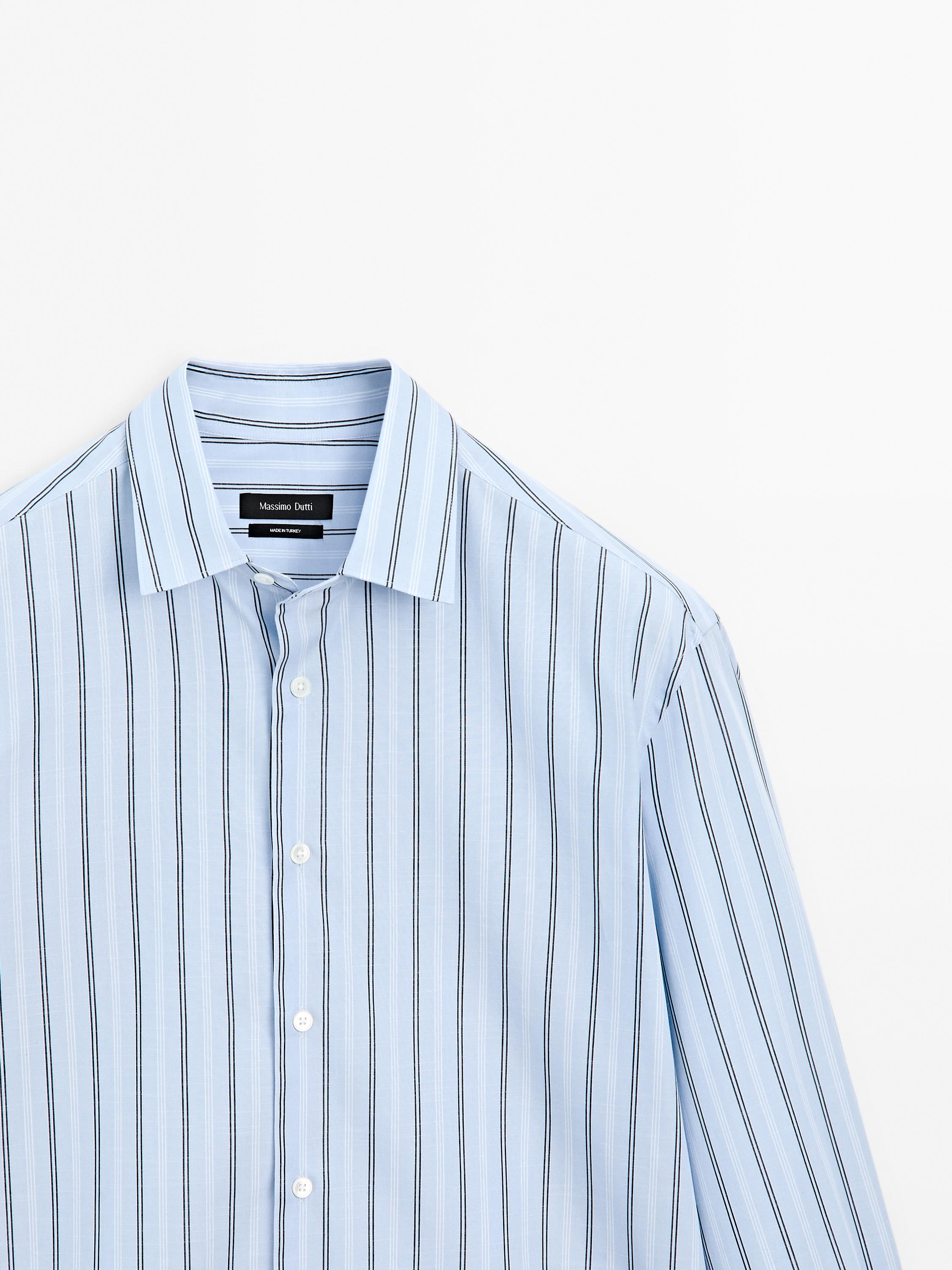100% cotton regular fit striped shirt