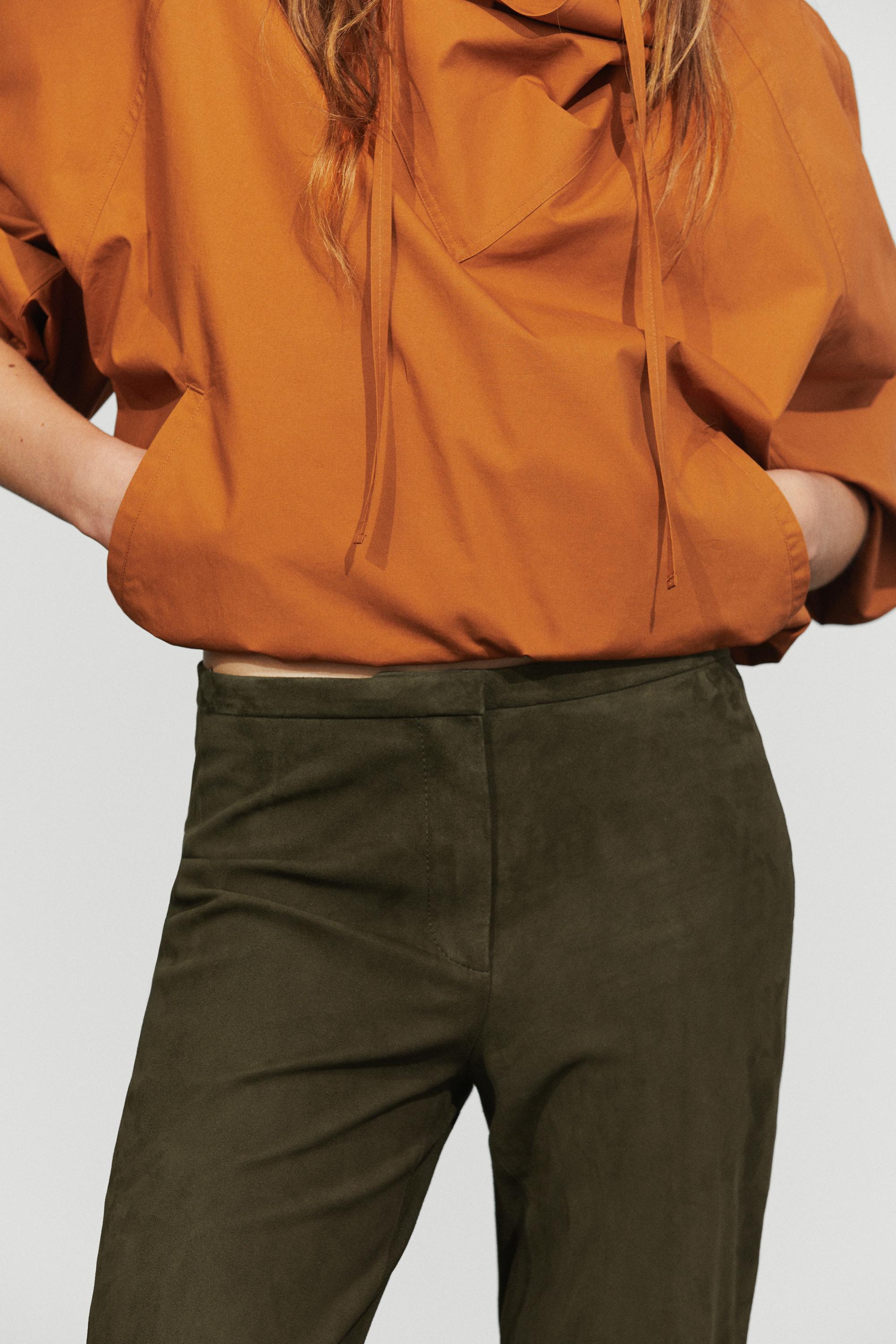 Suede leather pants — KHAKI