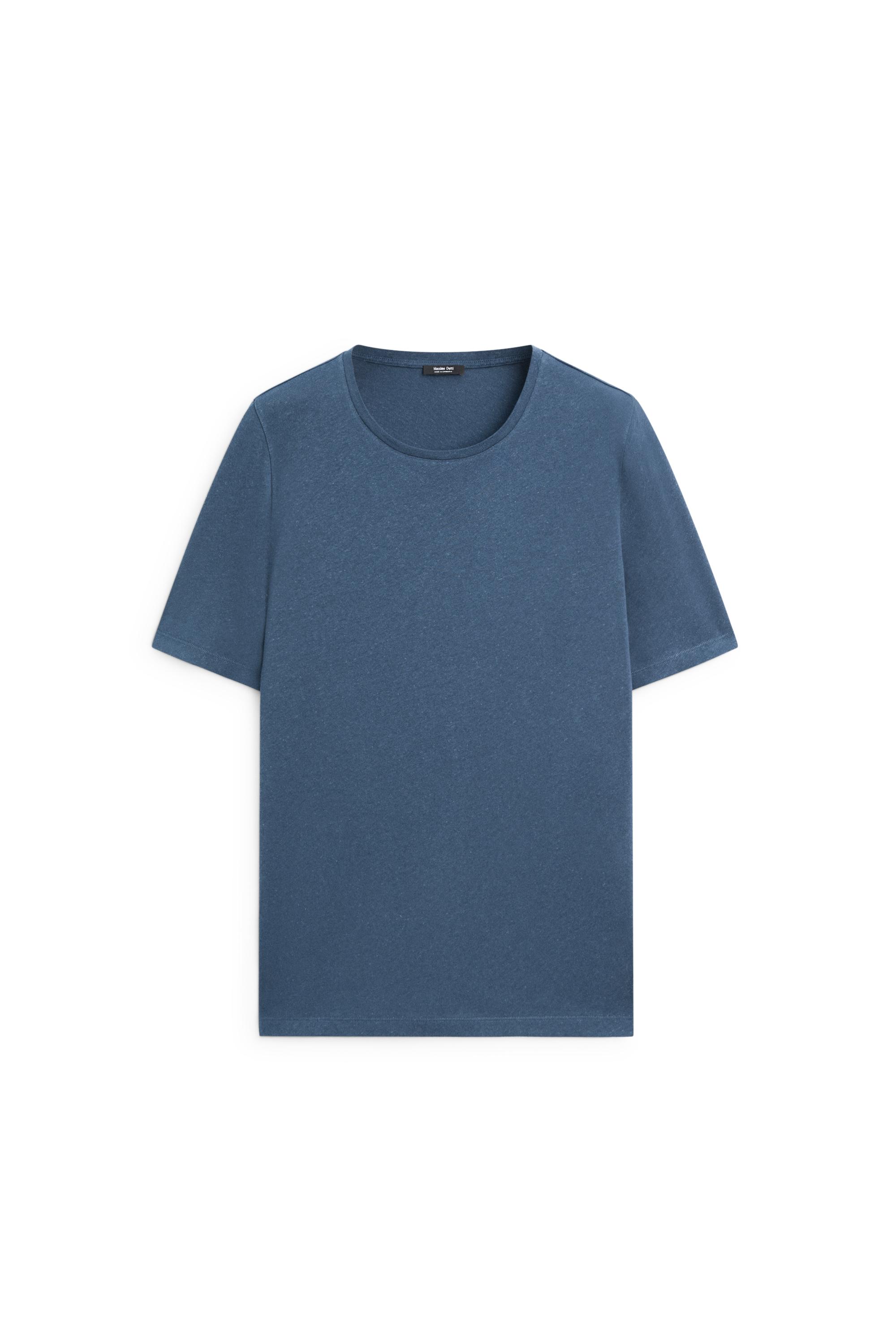 Short sleeve linen and cotton T-shirt — BLUE